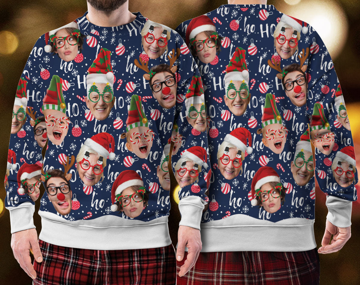 Custom Family Photo Ugly Christmas Sweater – Personalized Holiday Gift Sweatshirt for Family