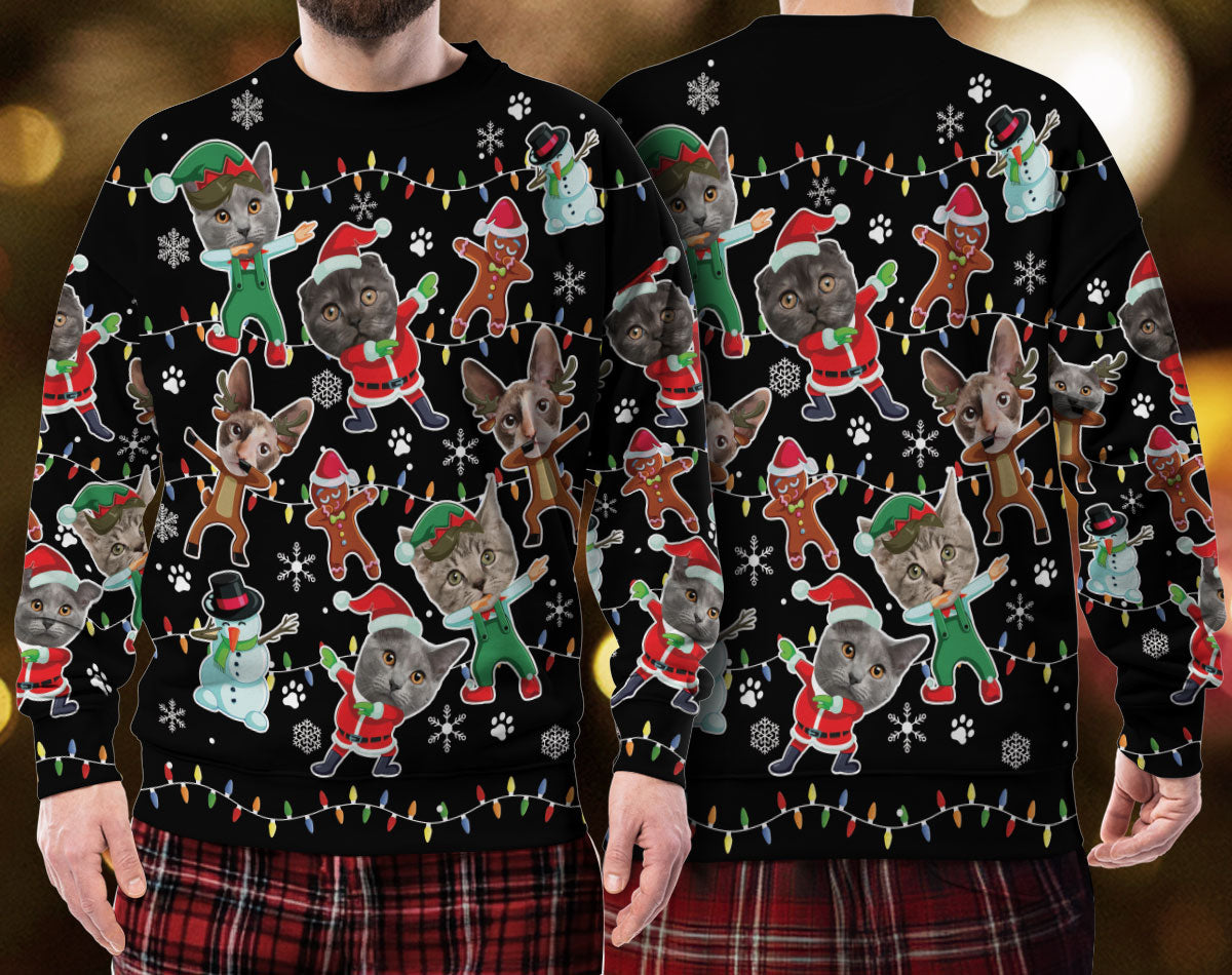 Custom Pet Face Ugly Christmas Sweater for Men Women – Personalized Photo Holiday Sweatshirt