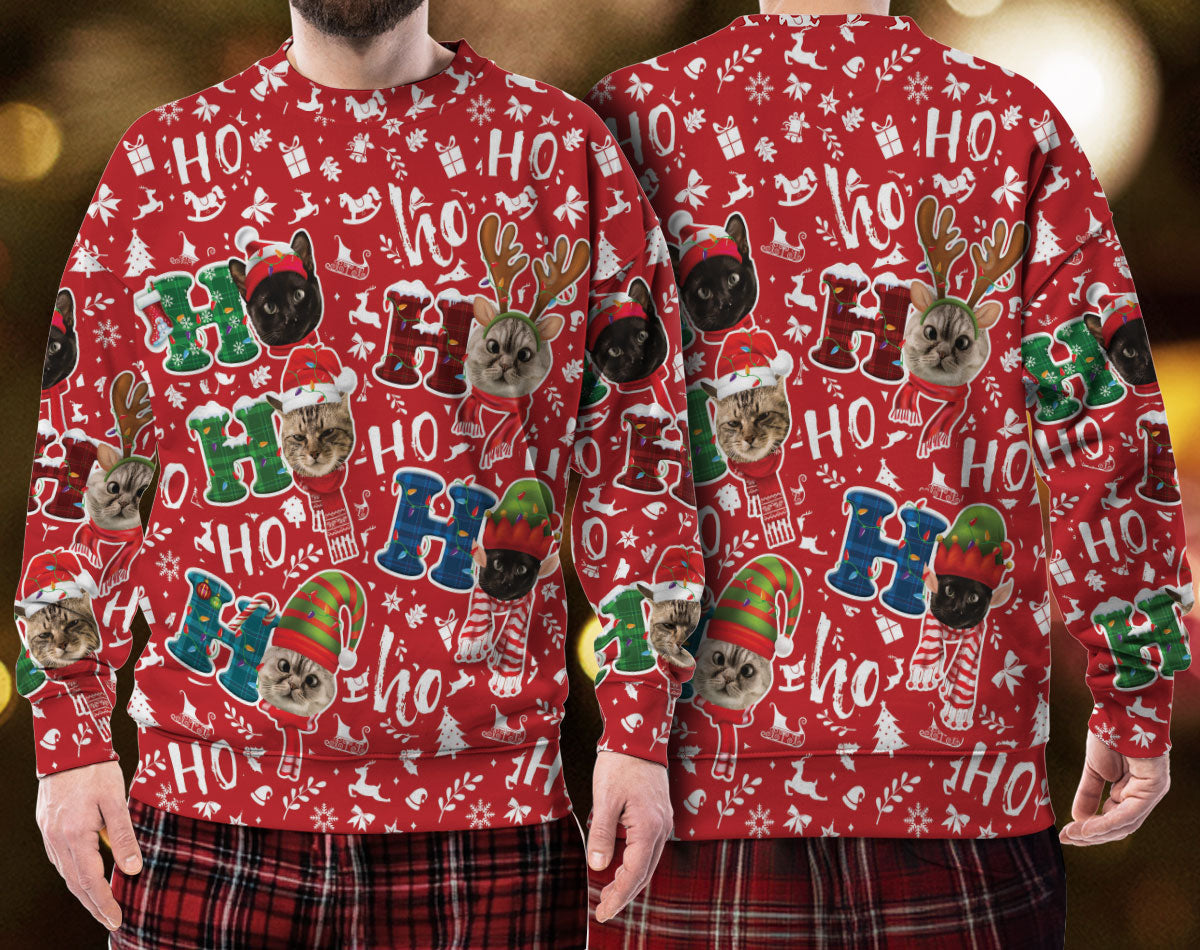 Personalized Pet Face Christmas Sweater – Custom Photo Ugly Xmas Sweatshirt for Men & Women