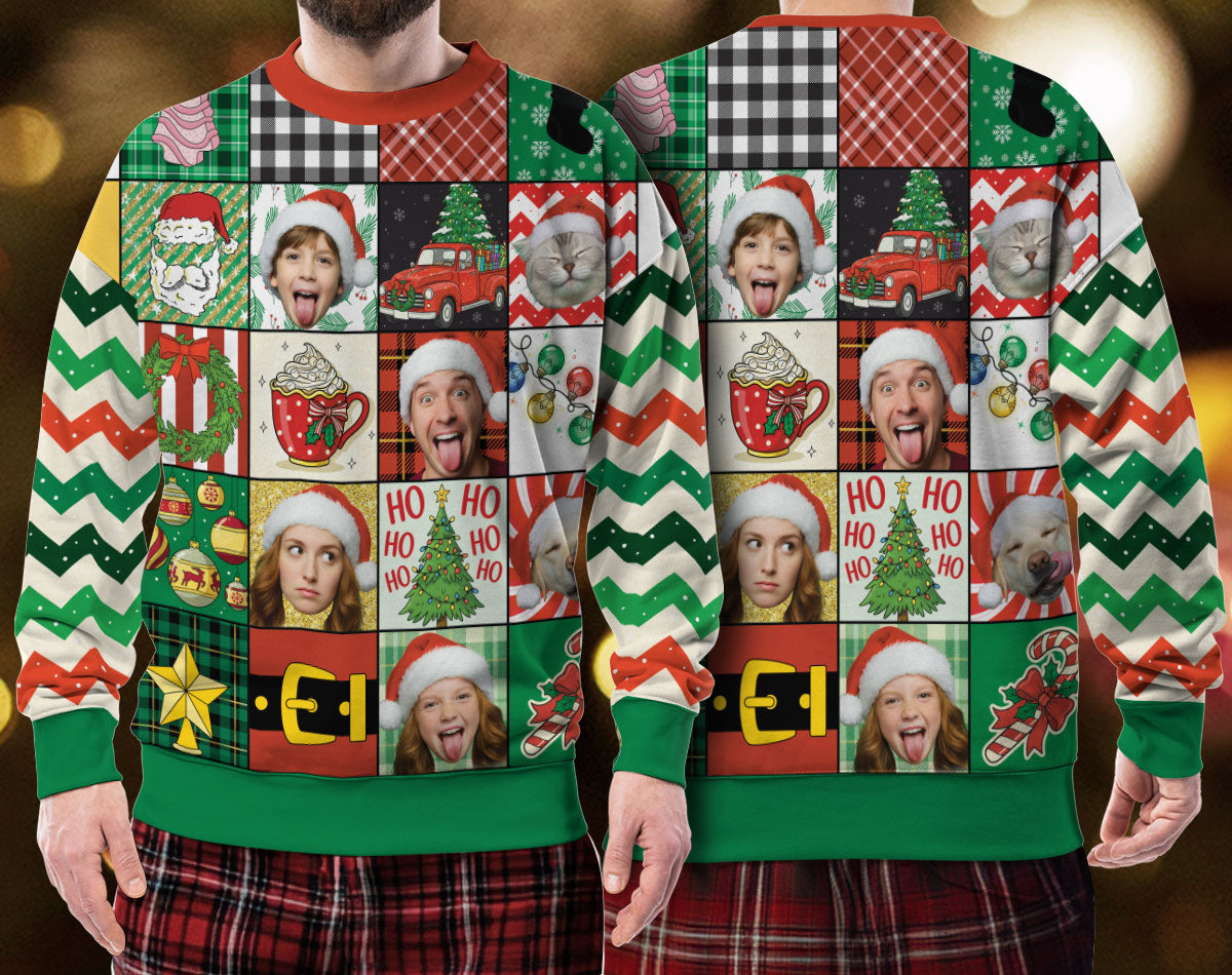 Custom Ugly Christmas Sweater – Personalized Photo Holiday Sweater for Family, Pets & Gifts
