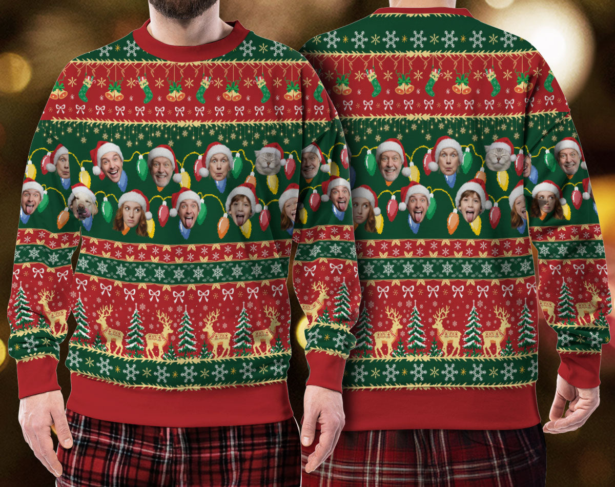 Custom Ugly Christmas Sweater – Personalized Photo Holiday Knit for Family, Pets & Festive Celebrations