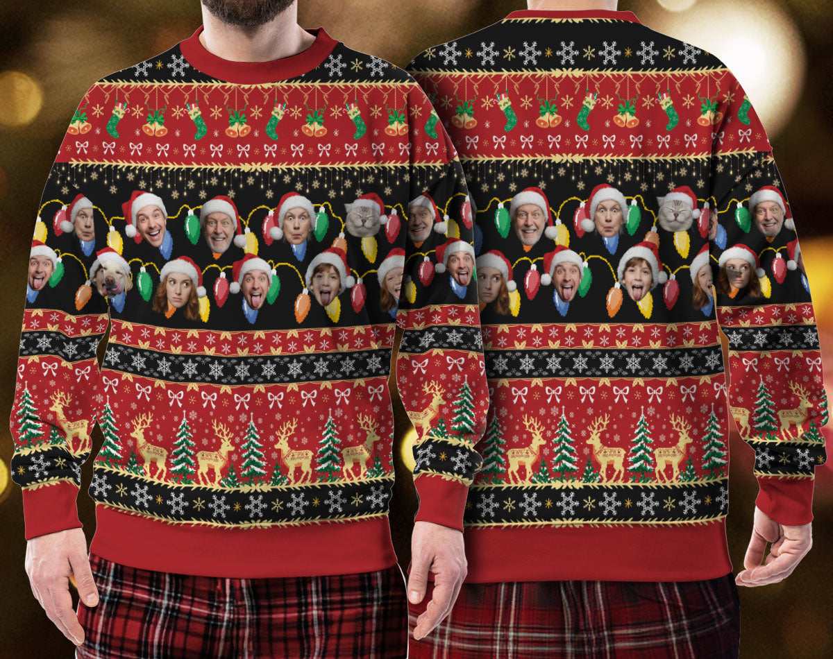 Custom Ugly Christmas Sweater – Personalized Photo Festive Knit for Family, Pets & Holiday Laughs