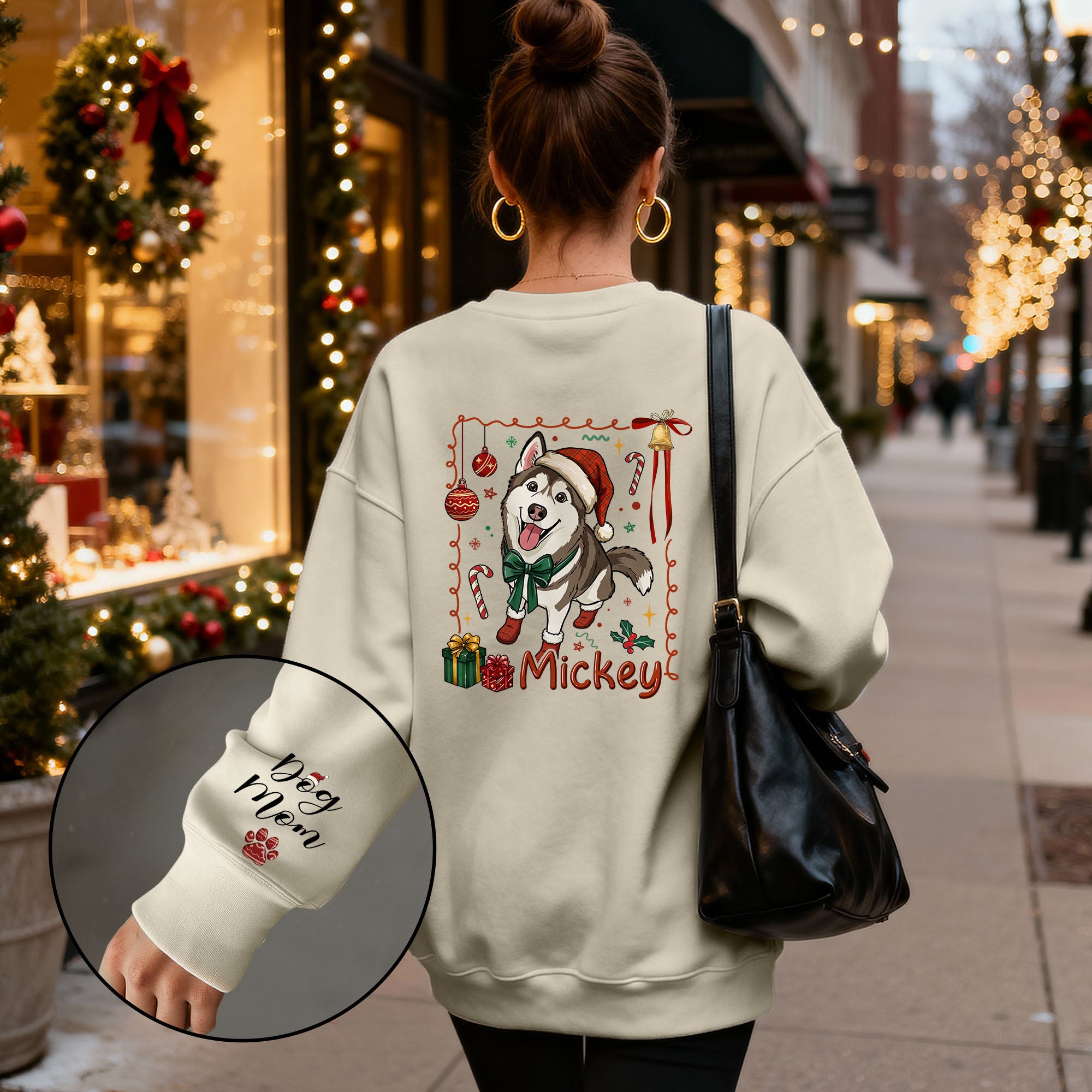 Personalized Dog Mom Sweatshirt – Custom Christmas Sweatshirt for Women