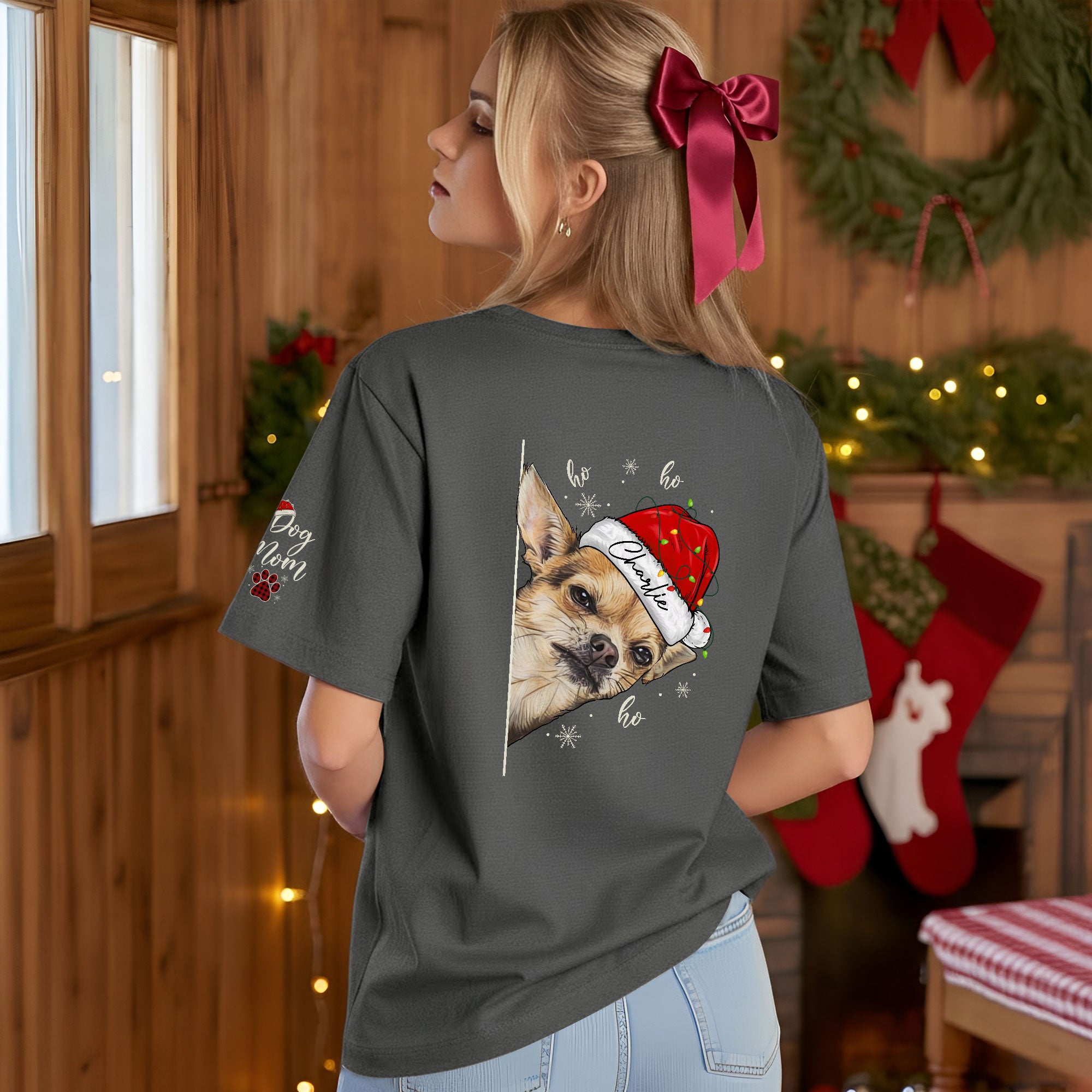 Custom Pet T-Shirt – Personalized Dog Photo Shirt, Christmas Gift for Women Dog Mom