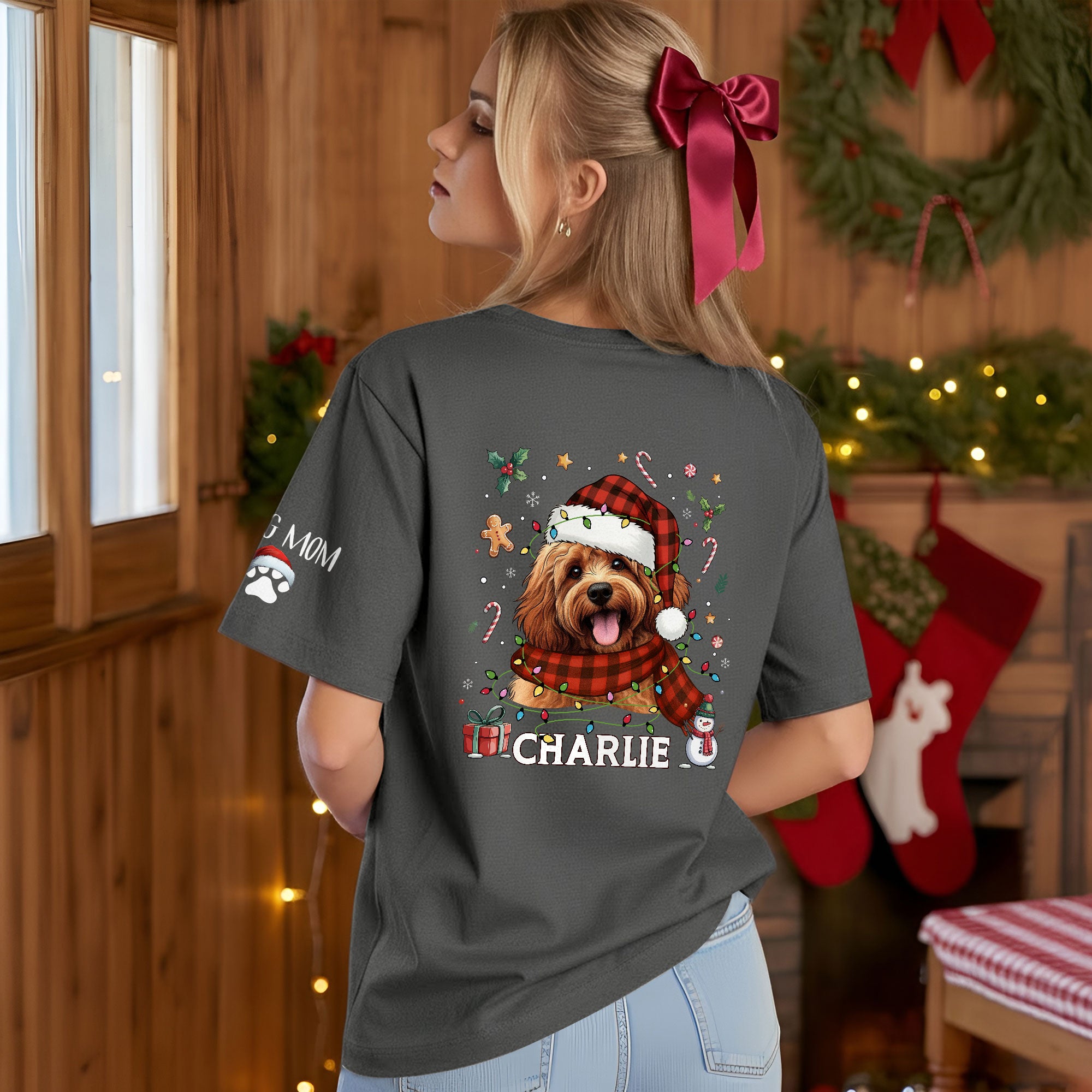 Custom Dog Christmas T-Shirt – Personalized Pet Photo Shirt, Holiday Gift for Dog Mom