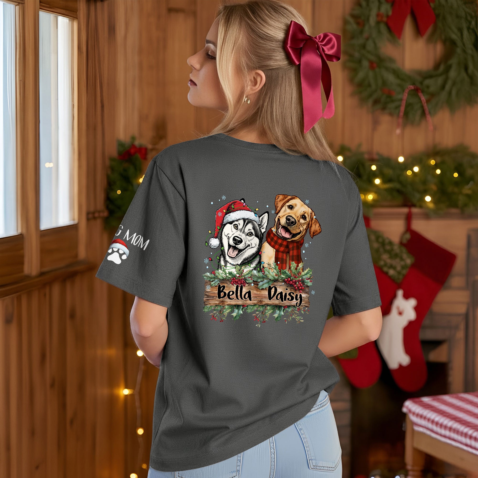 Christmas Dog T-Shirt – Custom Pet Photo Tee, Personalized Holiday Gift for Dog Lovers