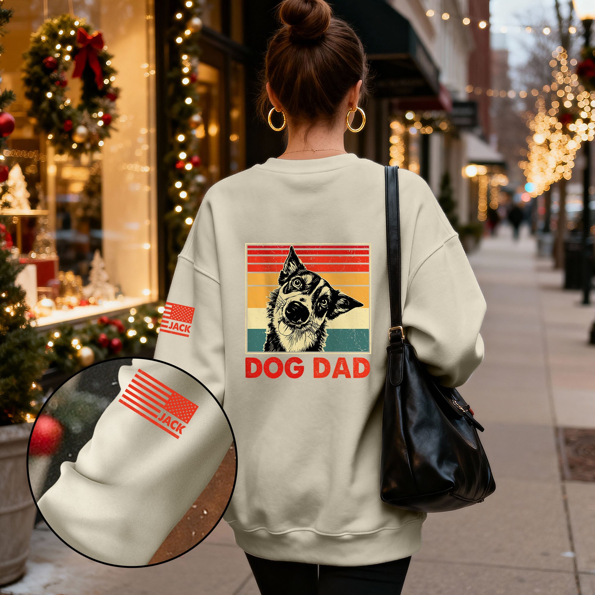 Personalized Dog Dad Sweatshirt – Custom Retro Dog Art, Perfect Gift for Dog Lovers