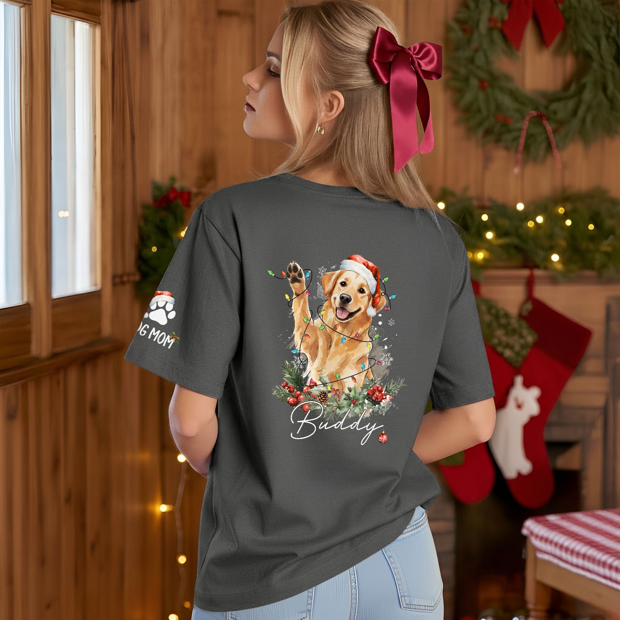 Custom Pet Photo T-Shirt – Personalized Dog Christmas Tee, Funny Gift for Dog Lovers