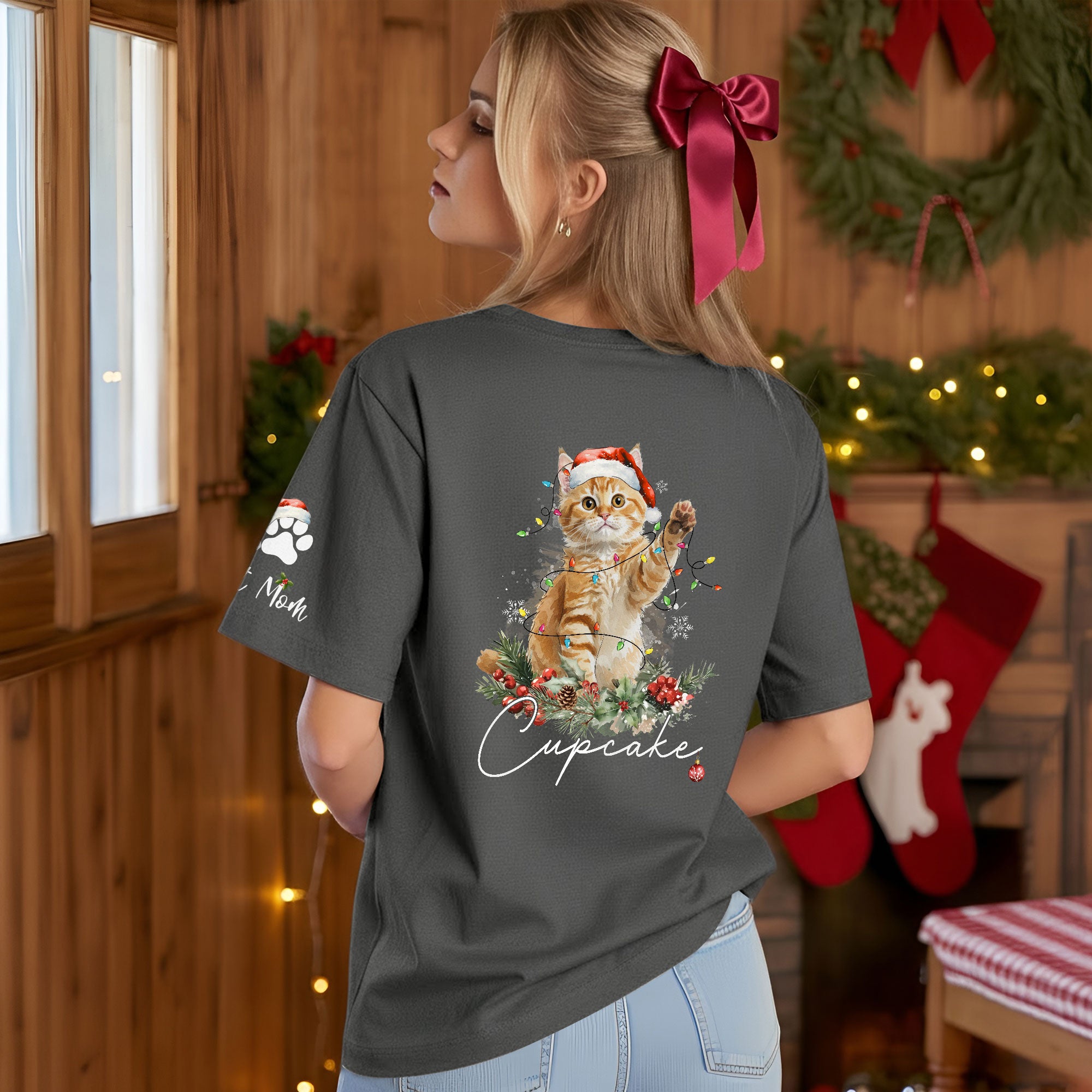 Custom Cat Lover T-Shirt – Personalized Pet Photo Christmas Shirt, Cute Gift for Pet Lovers