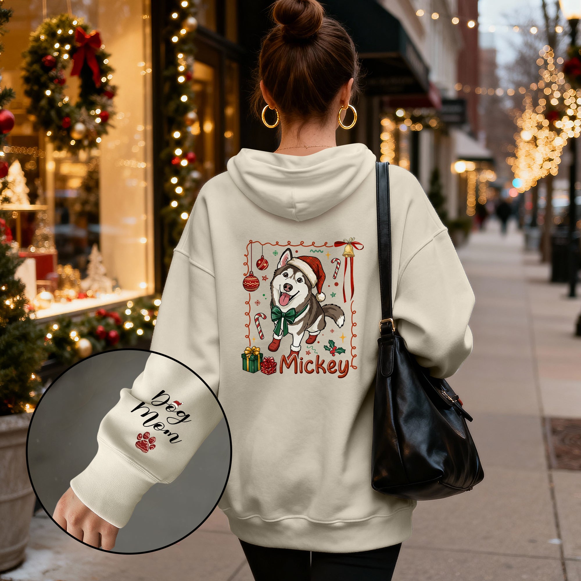 Custom Dog Christmas Hoodie – Personalized Pet Photo Gift for Dog Moms