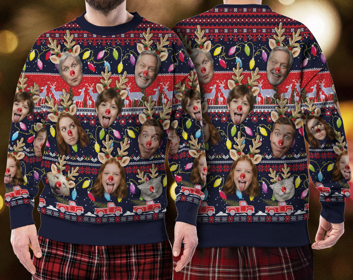 Custom Christmas Face Sweatshirt – Personalized Funny Holiday Photo Sweater