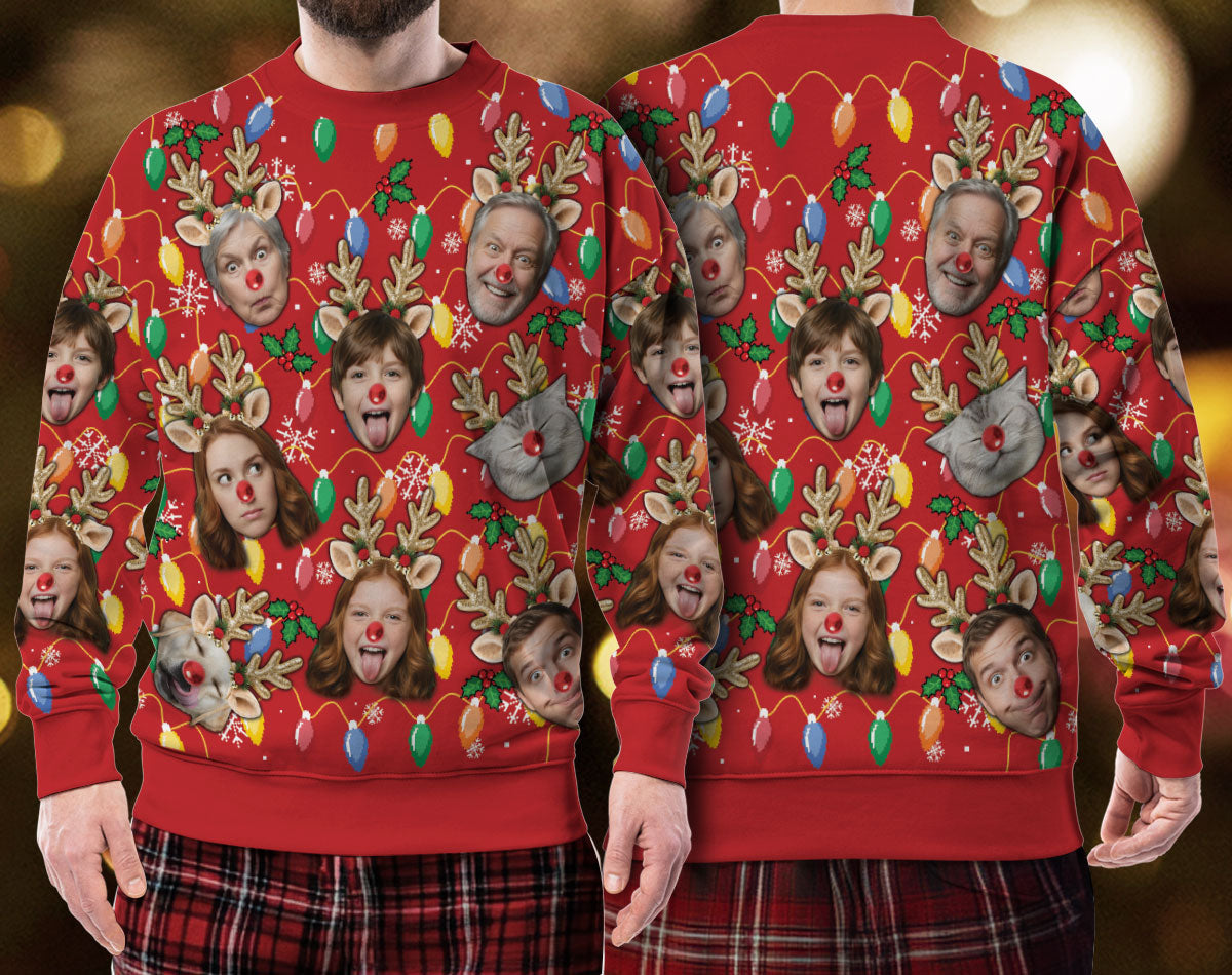 Personalized Christmas Face Collage Sweatshirt – Funny Matching Gift