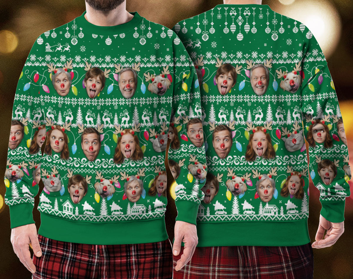 Custom Face Xmas Ugly Sweater – Personalized Funny Holiday Apparel