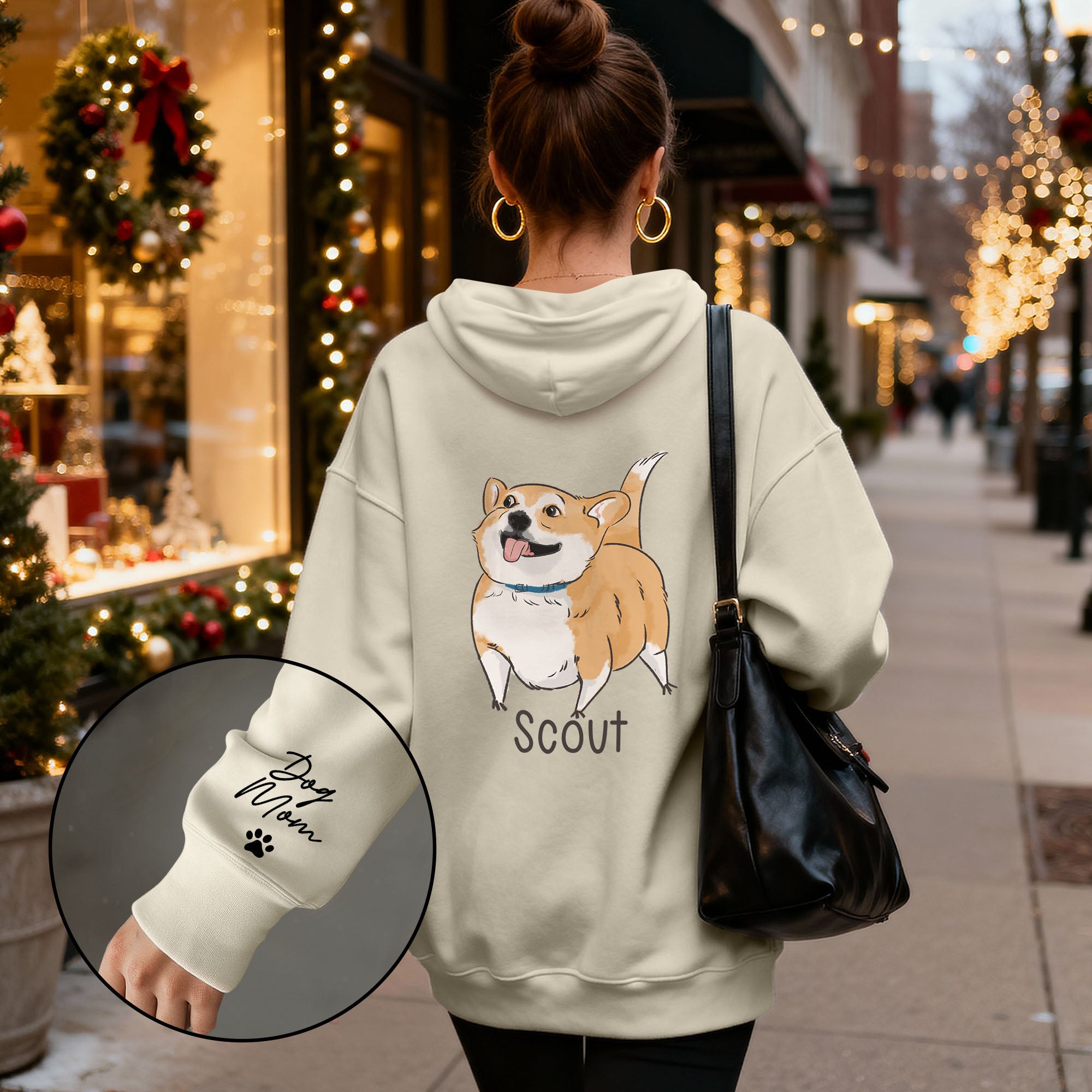 Custom Dog Mom Hoodie – Personalized Dog Hoodie with Pet Photo & Name, Cute Gift for Pet Lovers