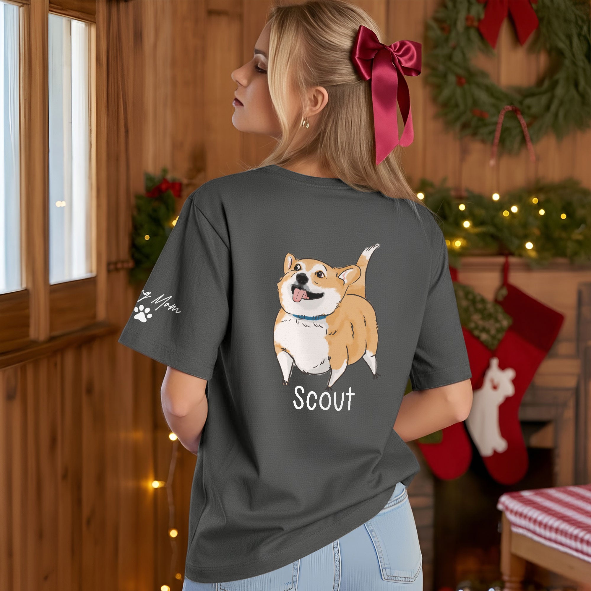 Custom Dog Mom T-Shirt – Personalized Dog Shirt with Pet Photo & Name, Cute Gift for Pet Lovers