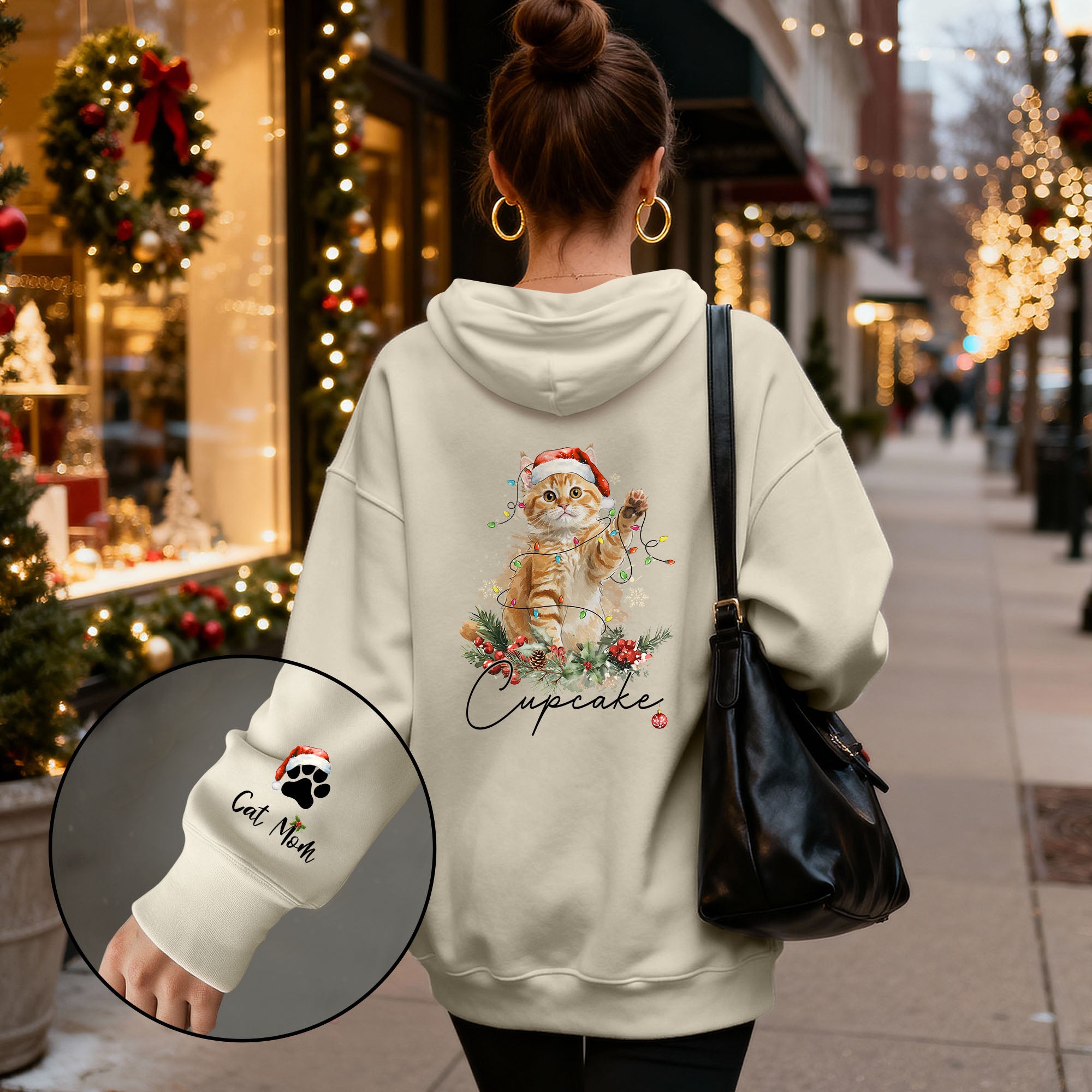 Custom Cat Mom Hoodie – Personalized Pet Photo Hoodie, Cute Christmas Gift for Women
