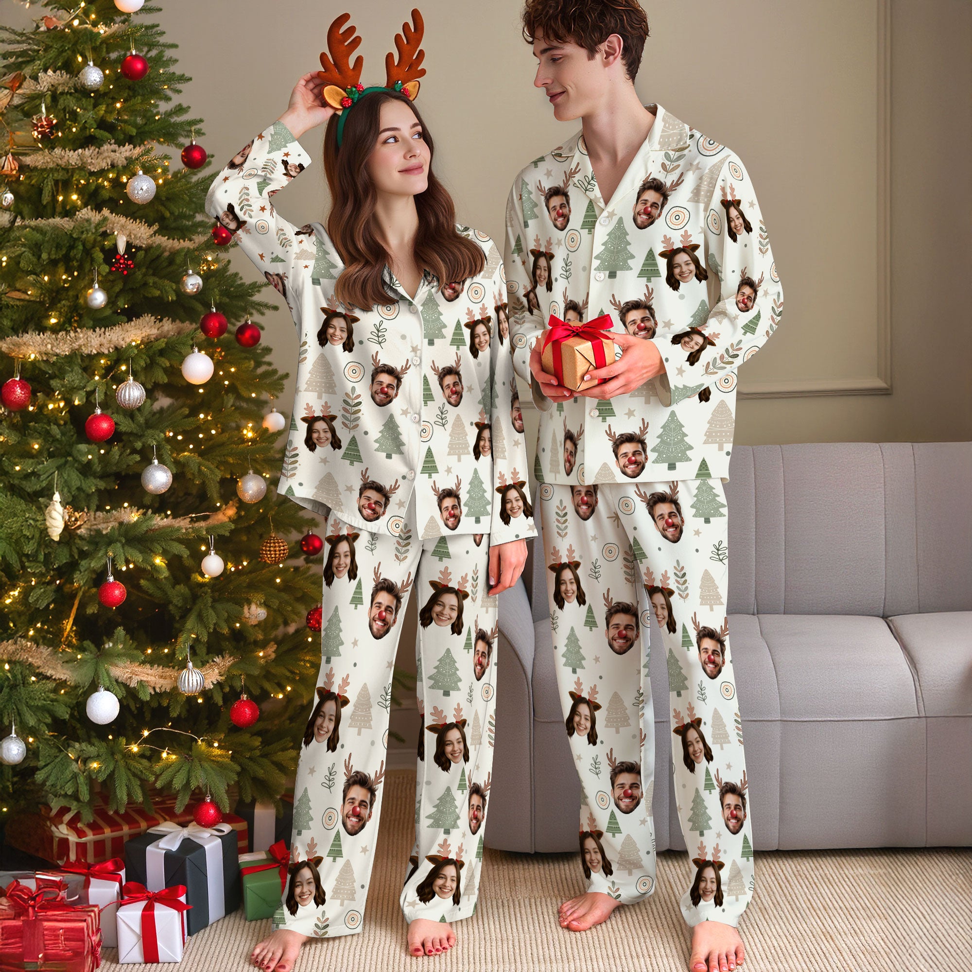 Custom Face Pajamas – Personalized Christmas PJs, Funny Matching Set for Lovers Gift
