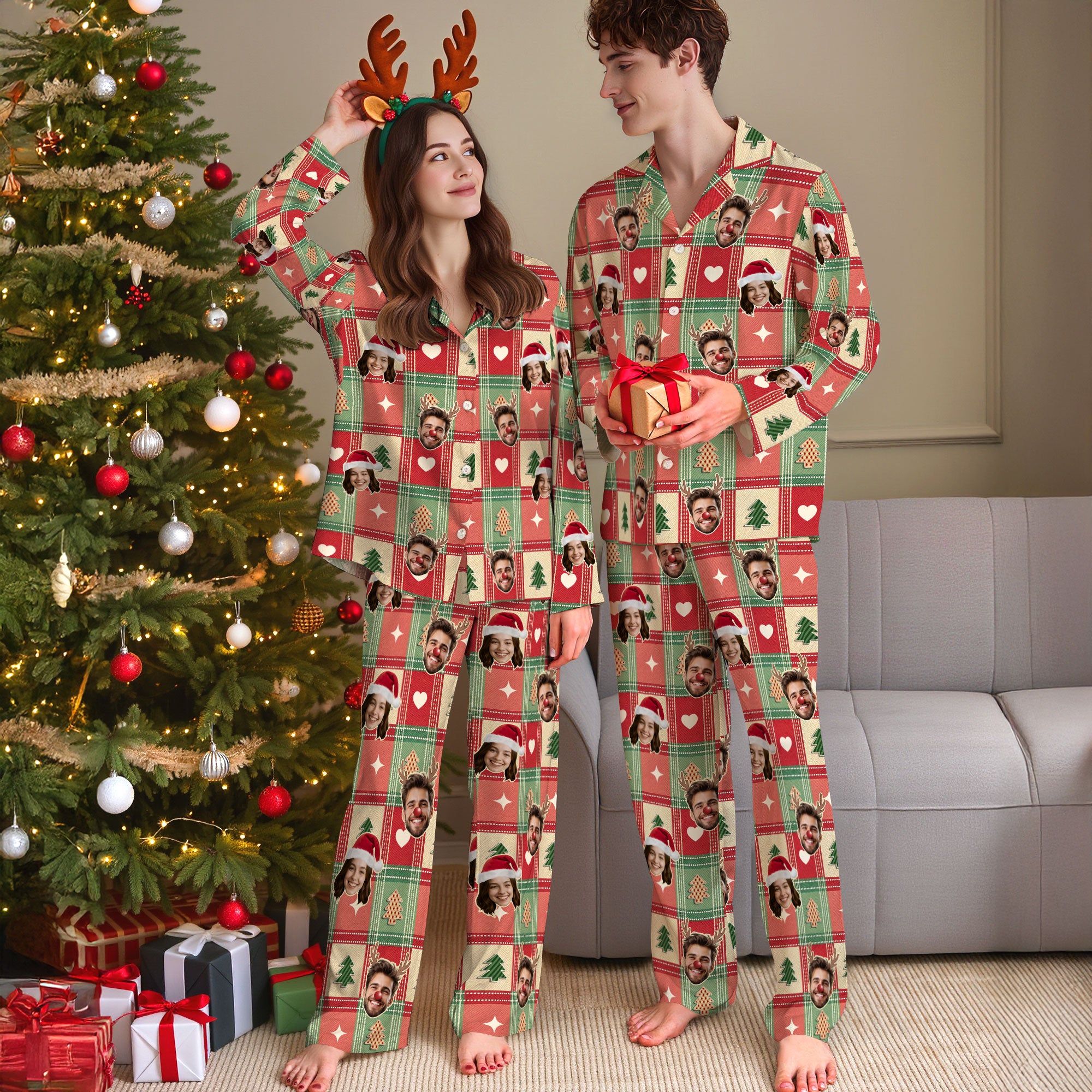 Custom Photo Pajama Pants – Personalized Christmas PJs, Funny Matching Set
