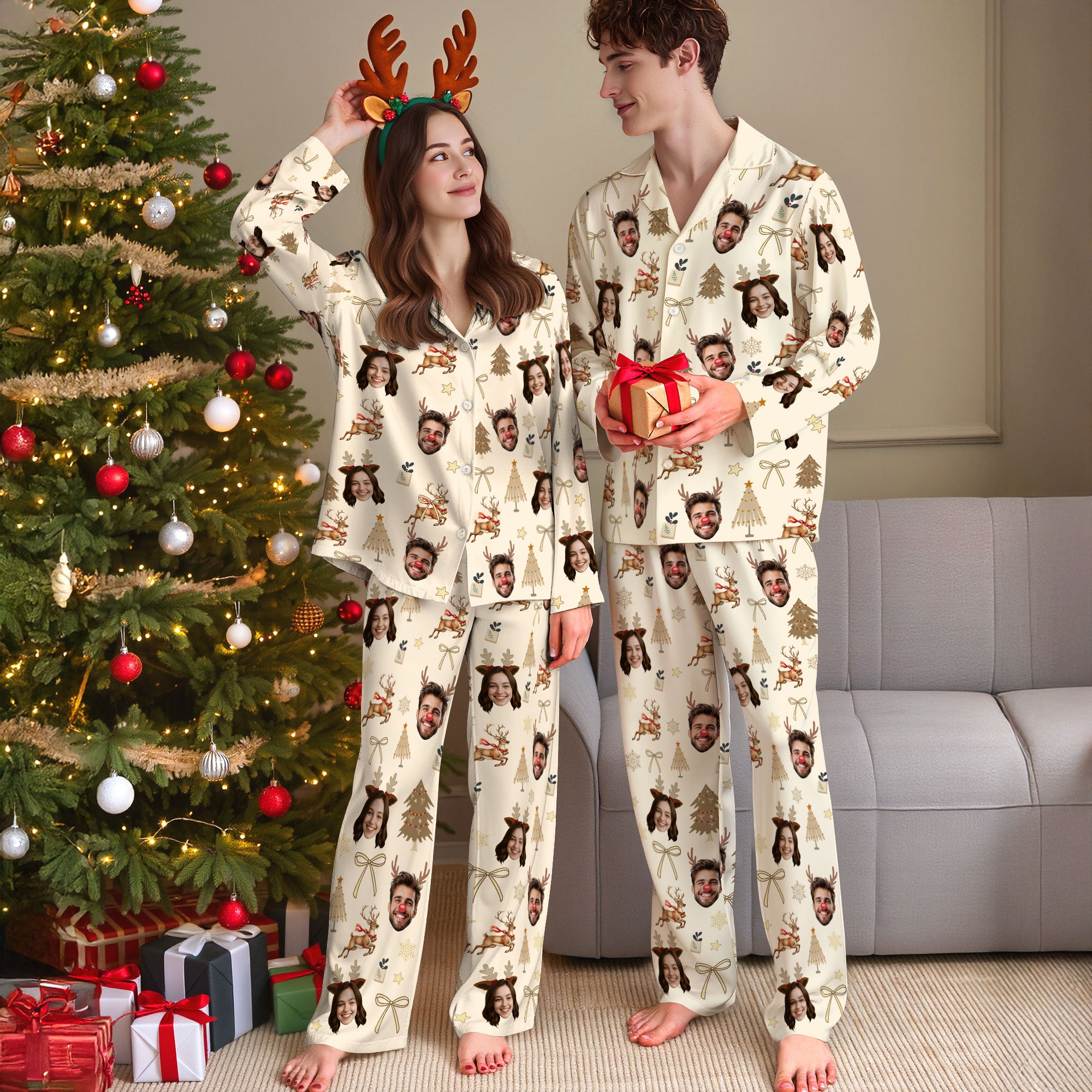 Personalized Christmas Pajamas – Custom Face PJs, Funny Matching Sleep Set for Family Gift