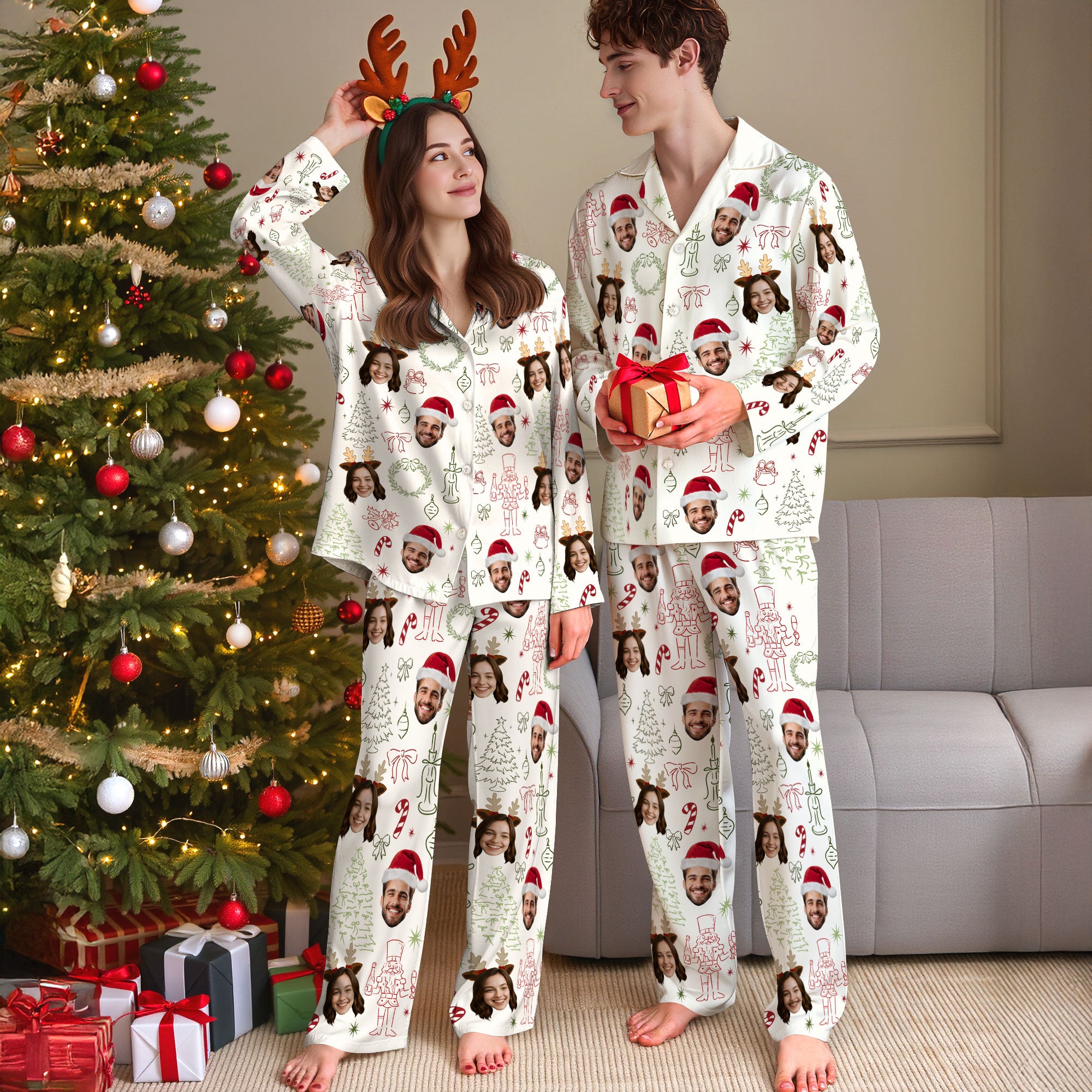Custom Photo Matching Pajamas – Personalized Christmas PJs, Funny Sleepwear for Lovers