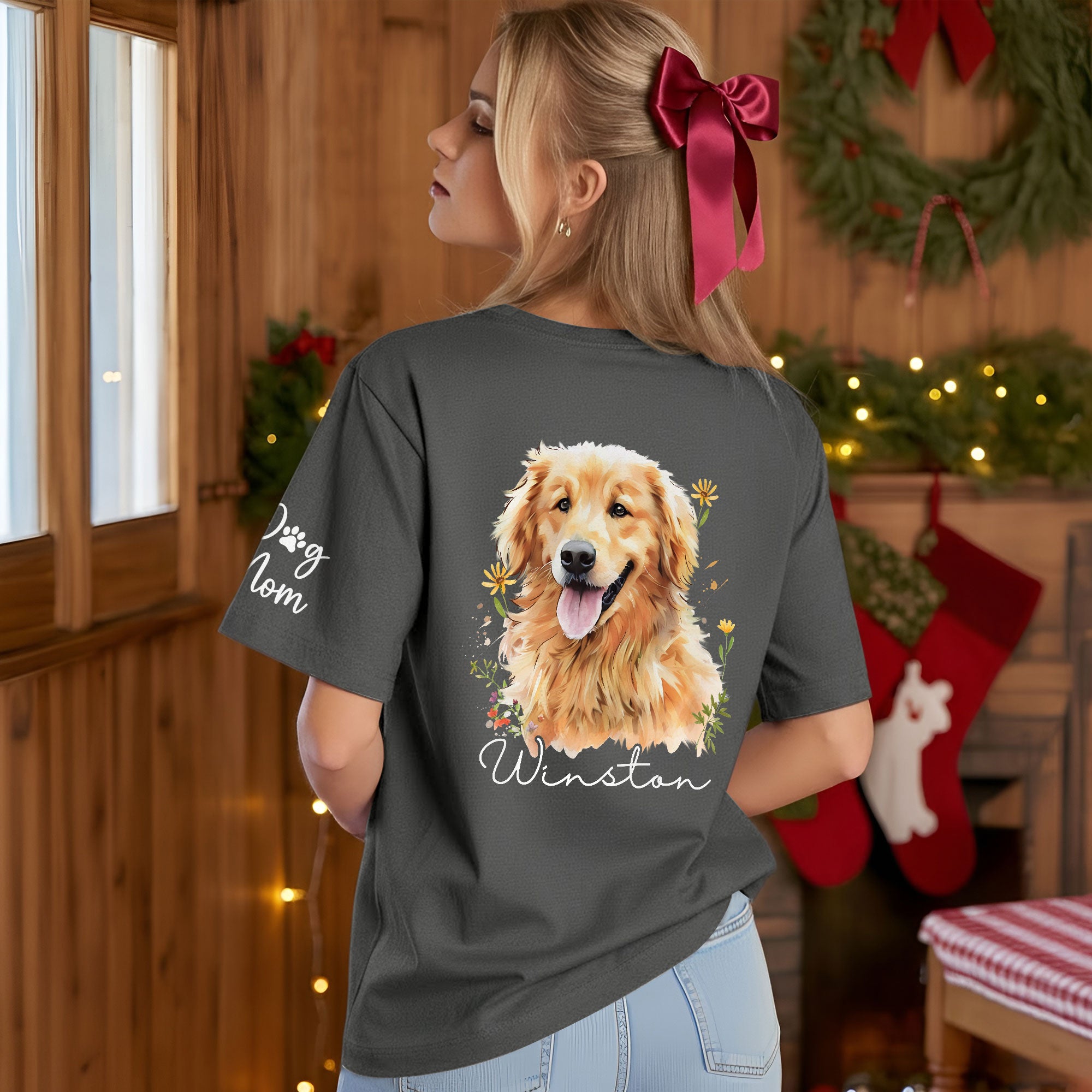 Custom Pet Portrait T-Shirt – Personalized Dog Lover Tee, Unique Gift for Dog Mom & Dog Dad