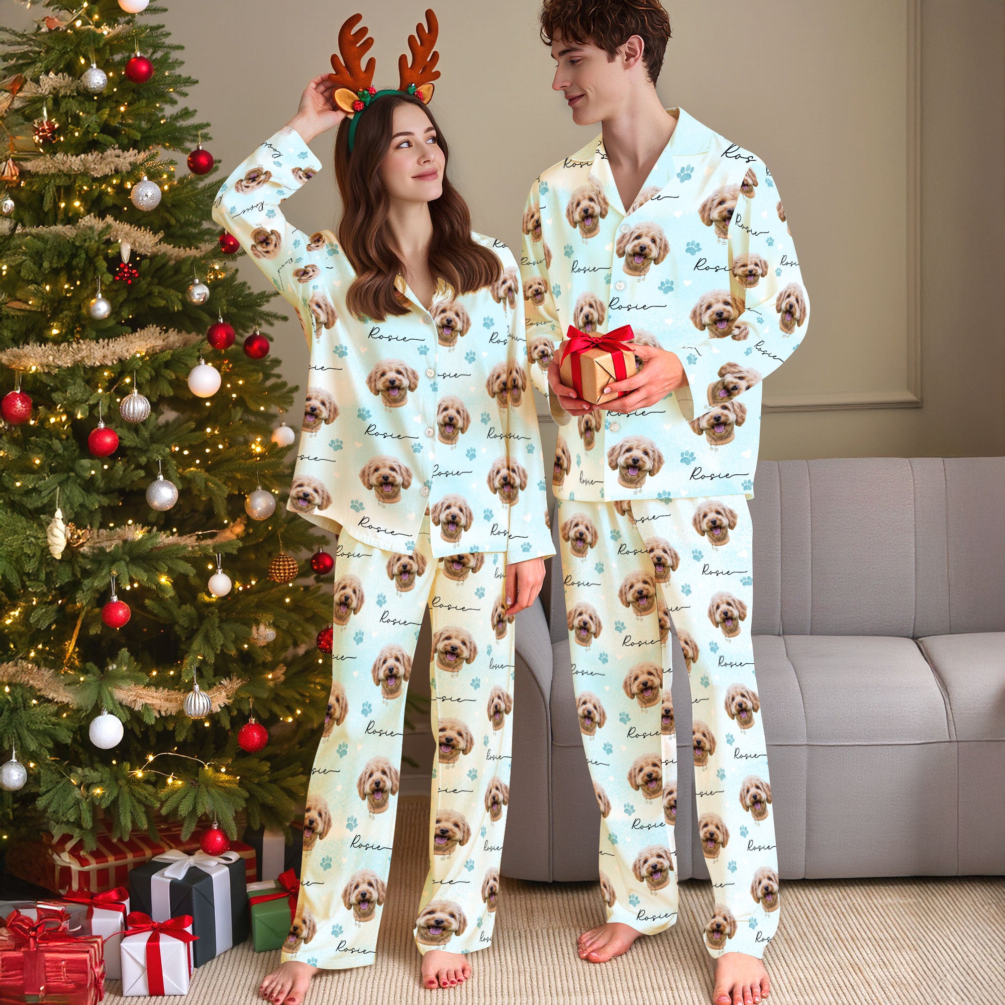 Custom Photo Pet Pajamas – Cute Christmas PJs for Pet Lovers, Personalized Holiday Gift Set