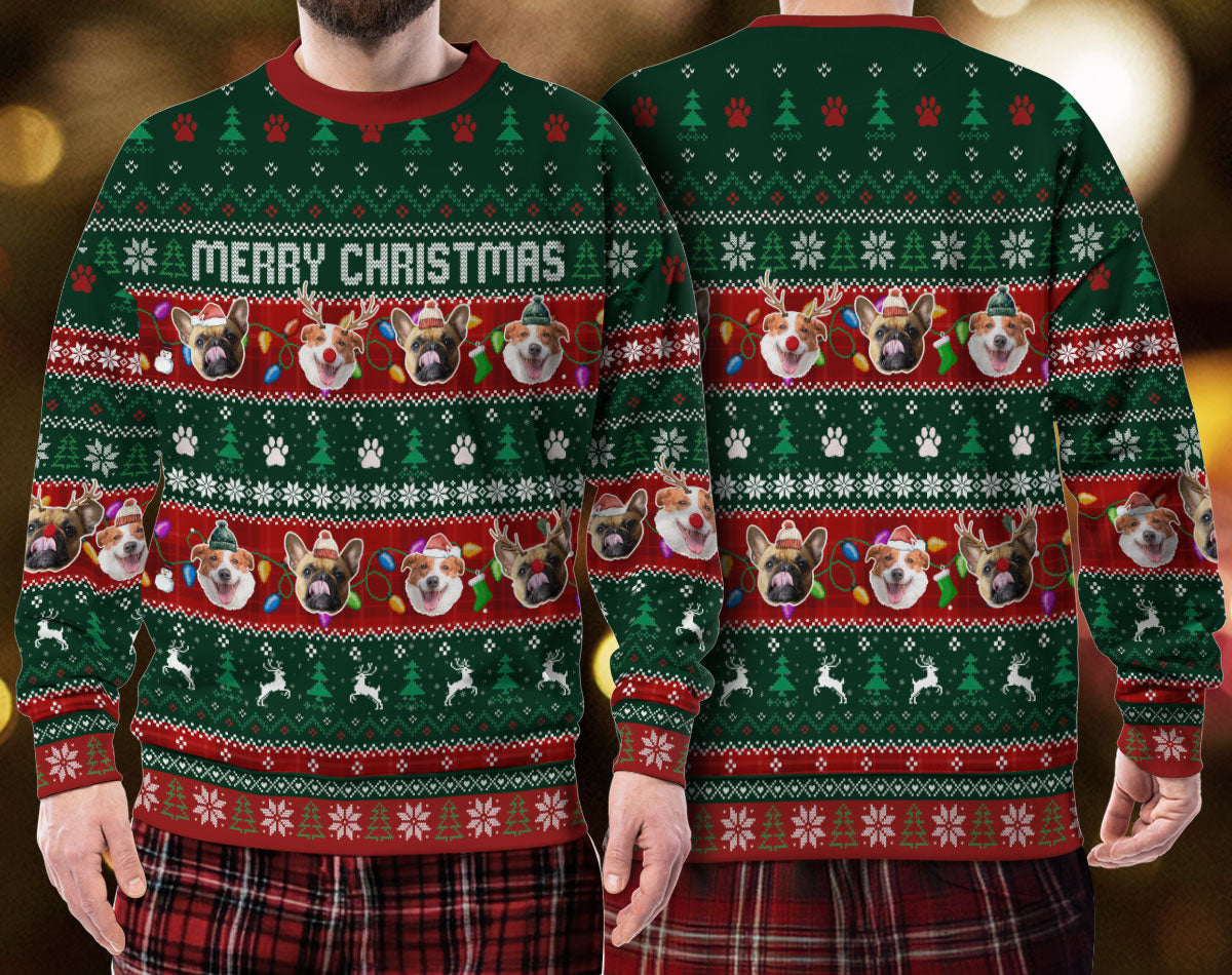 Custom Dogs Ugly Christmas Sweater – Personalized Holiday Sweatshirt Gift for Pet Lovers