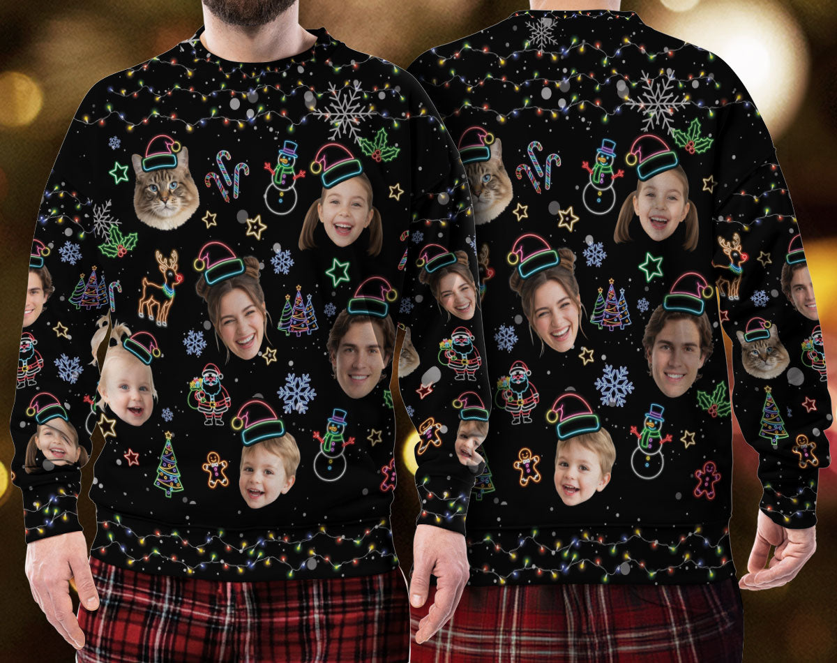 Custom Face Christmas Sweater – Personalized Ugly Xmas Sweater for Dog Mom, Holiday Gift