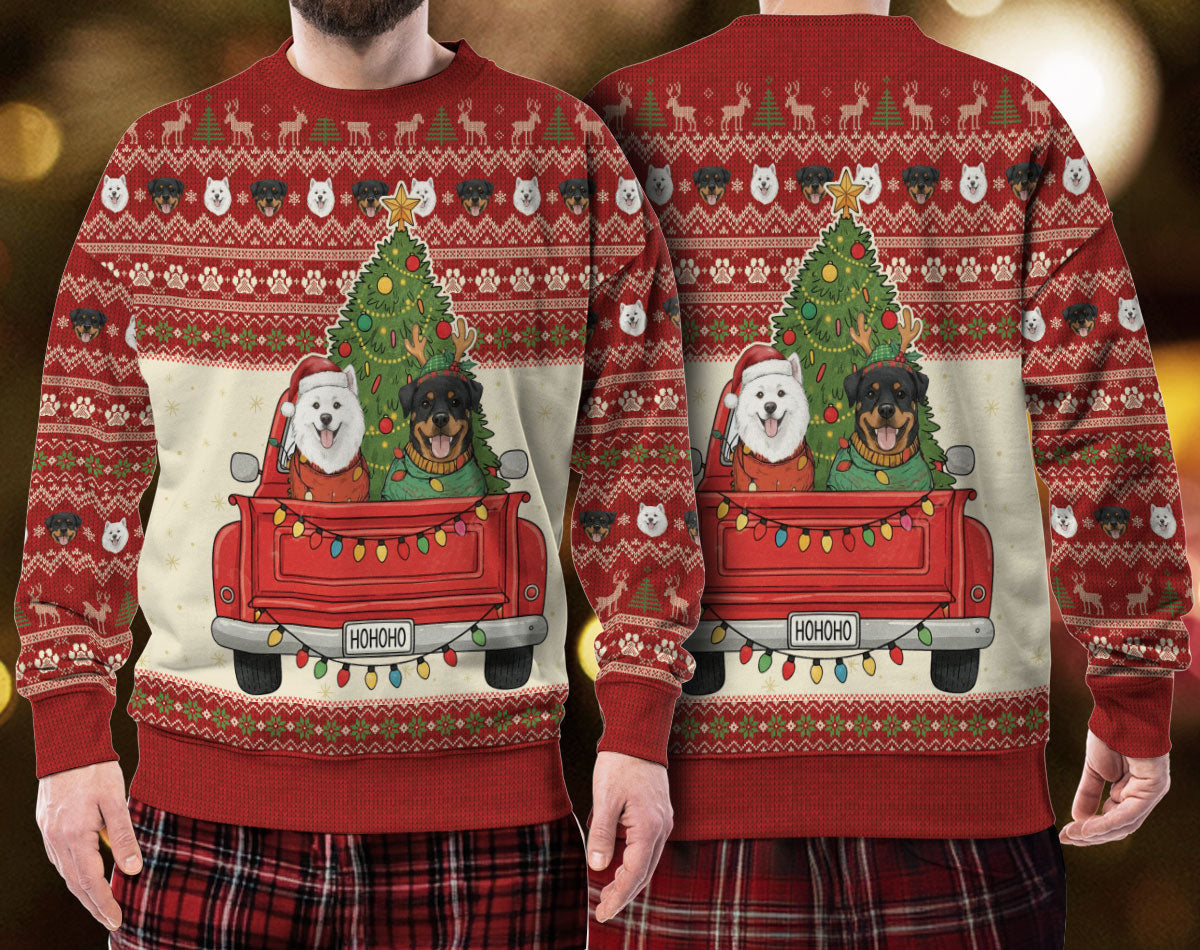 Custom Face Dog Christmas Sweater – Funny Ugly Xmas Sweater for Dog Dad, Personalized Holiday Gift