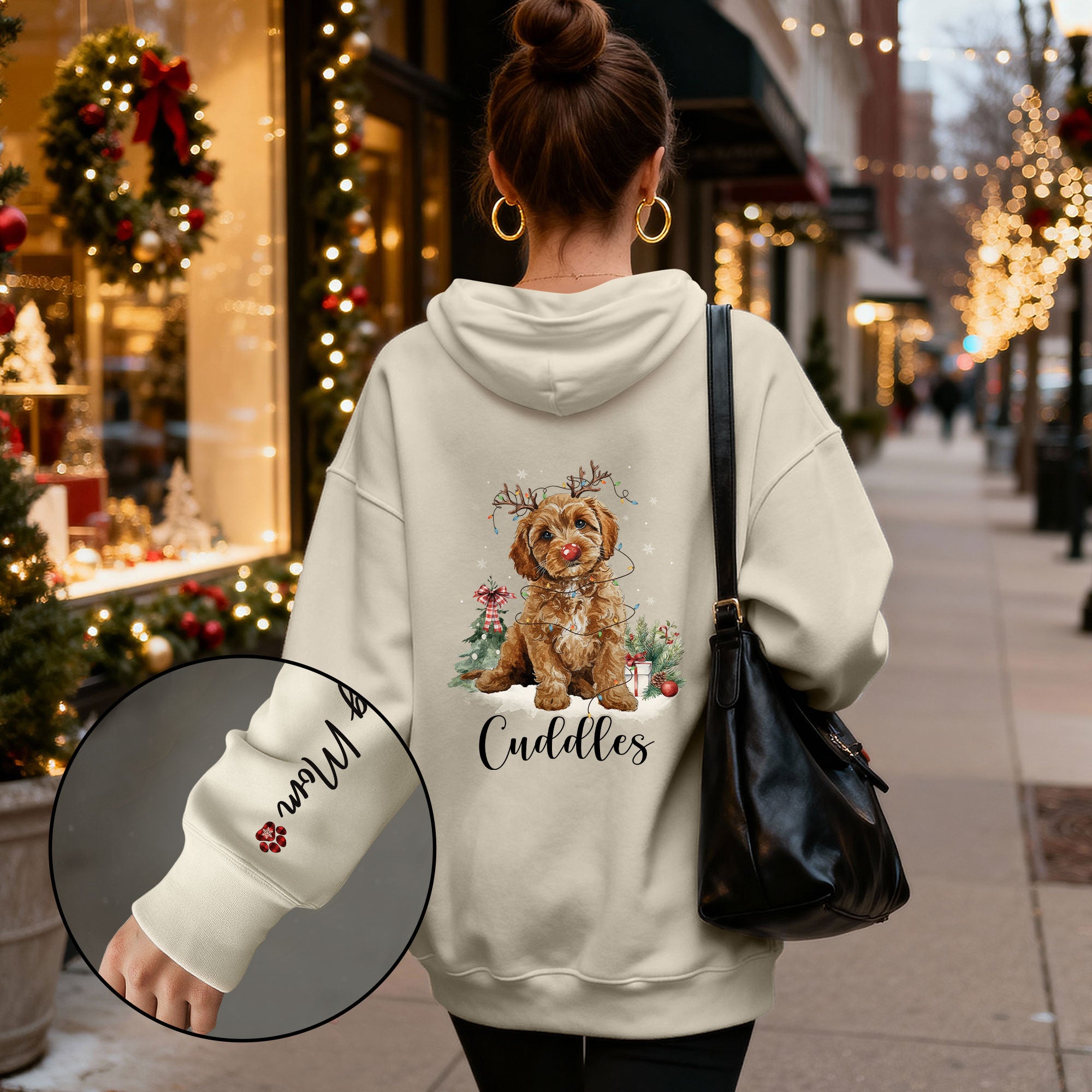 Holiday Dog Mom Hoodie – Perfect Christmas Gift for Puppy Lovers