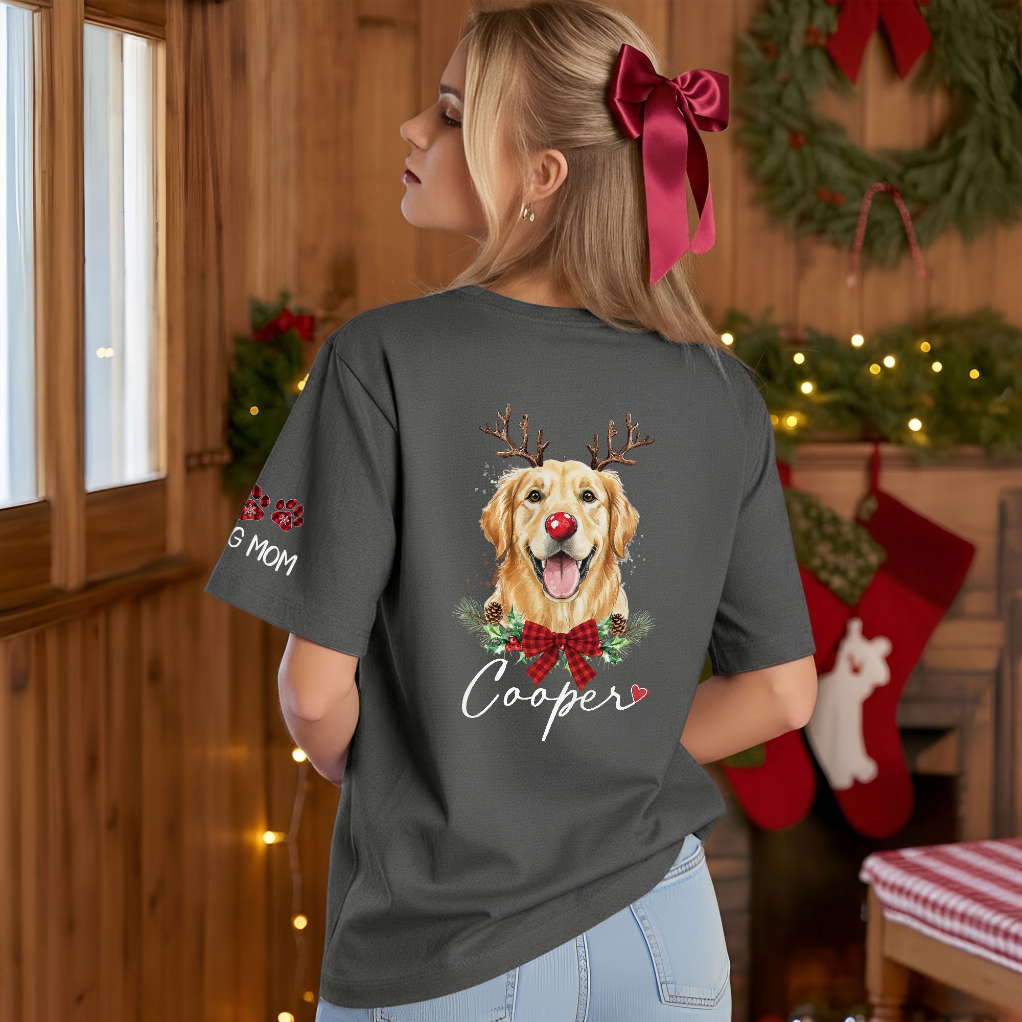 Dog Mom Christmas T-Shirt – Cute Personalized Holiday Tee for Pet Lovers