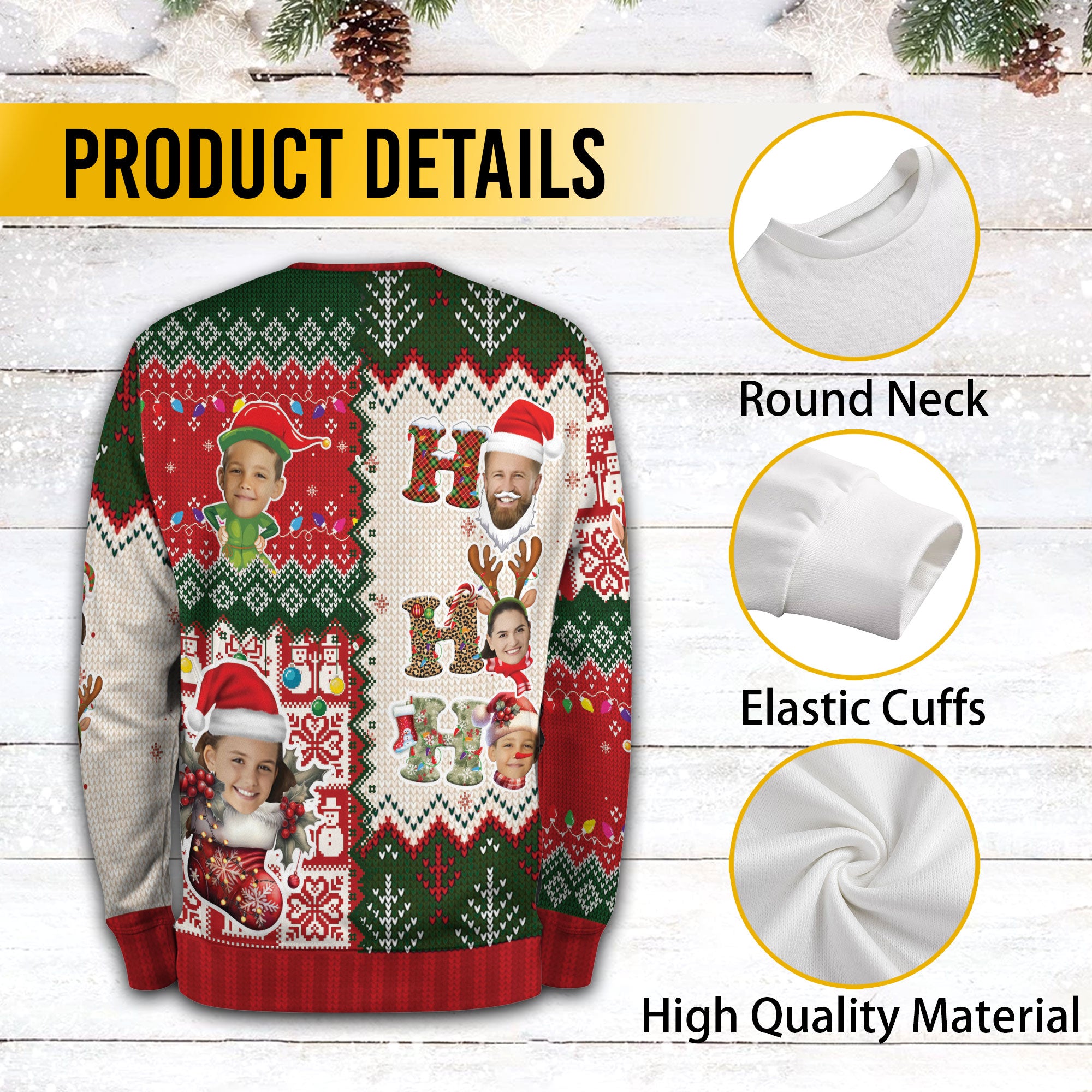 Personalized Face Ugly Christmas Sweater – Custom Holiday Sweatshirt for Men, Funny Gift