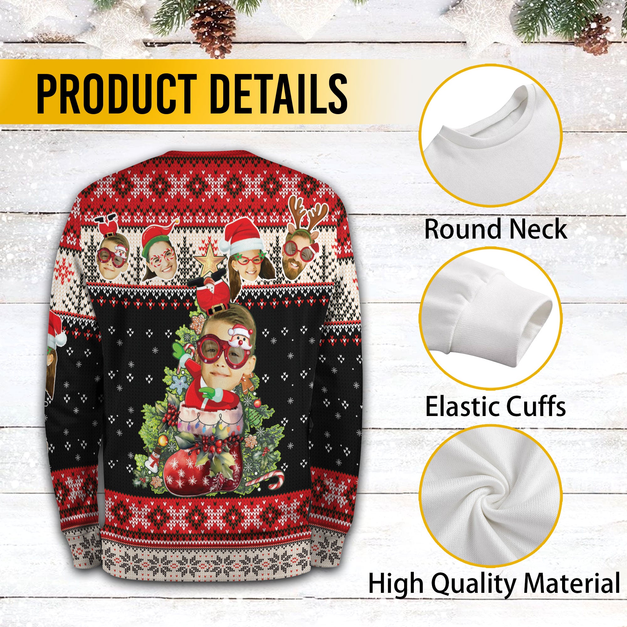 Custom Photo Ugly Christmas Sweater – Personalized Holiday Sweatshirt for Women Gift