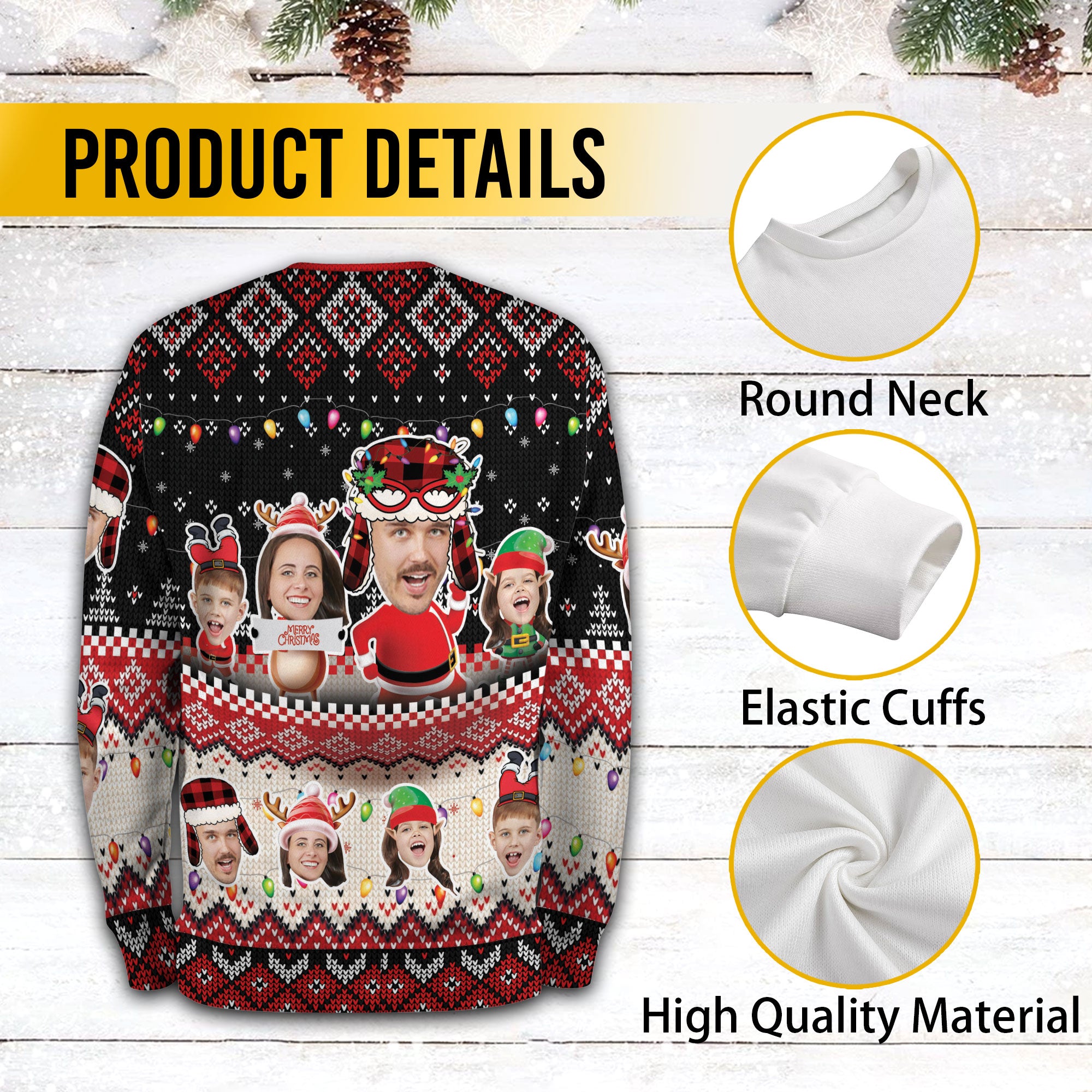 Funny Custom Face Christmas Sweater – Personalized Holiday Sweatshirt for Men & Women