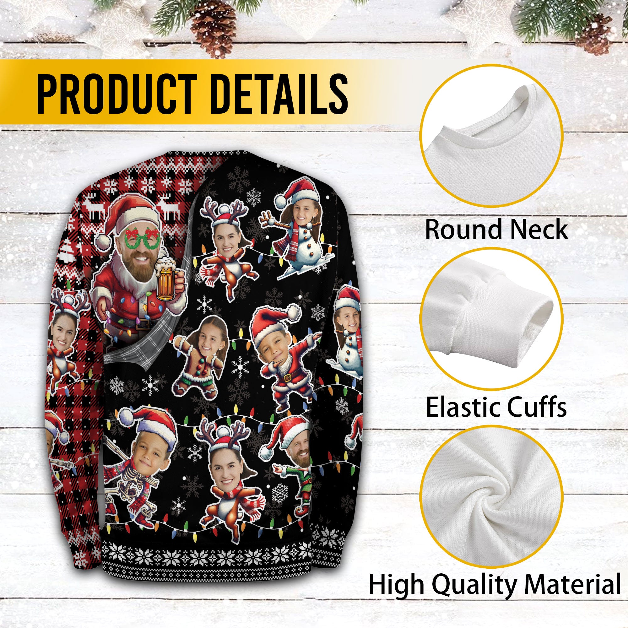 Ugly Christmas Sweater Custom Face – Personalized Holiday Sweatshirt for Couples Gift