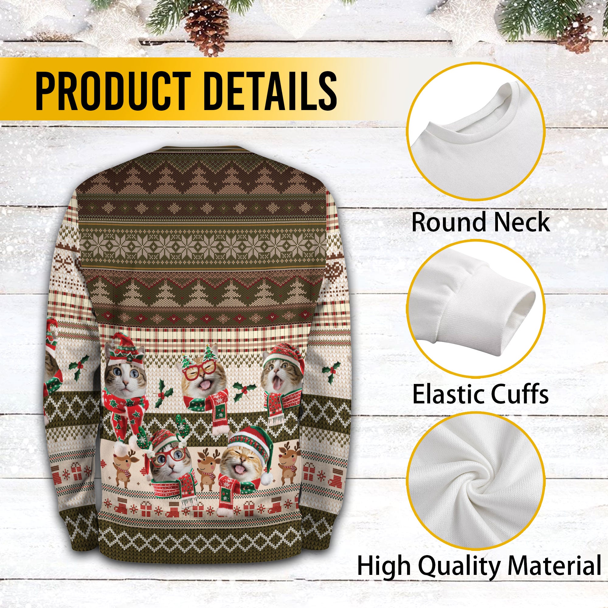 Funny Cat Christmas Sweater – Custom Holiday Sweatshirt for Men & Women Gift