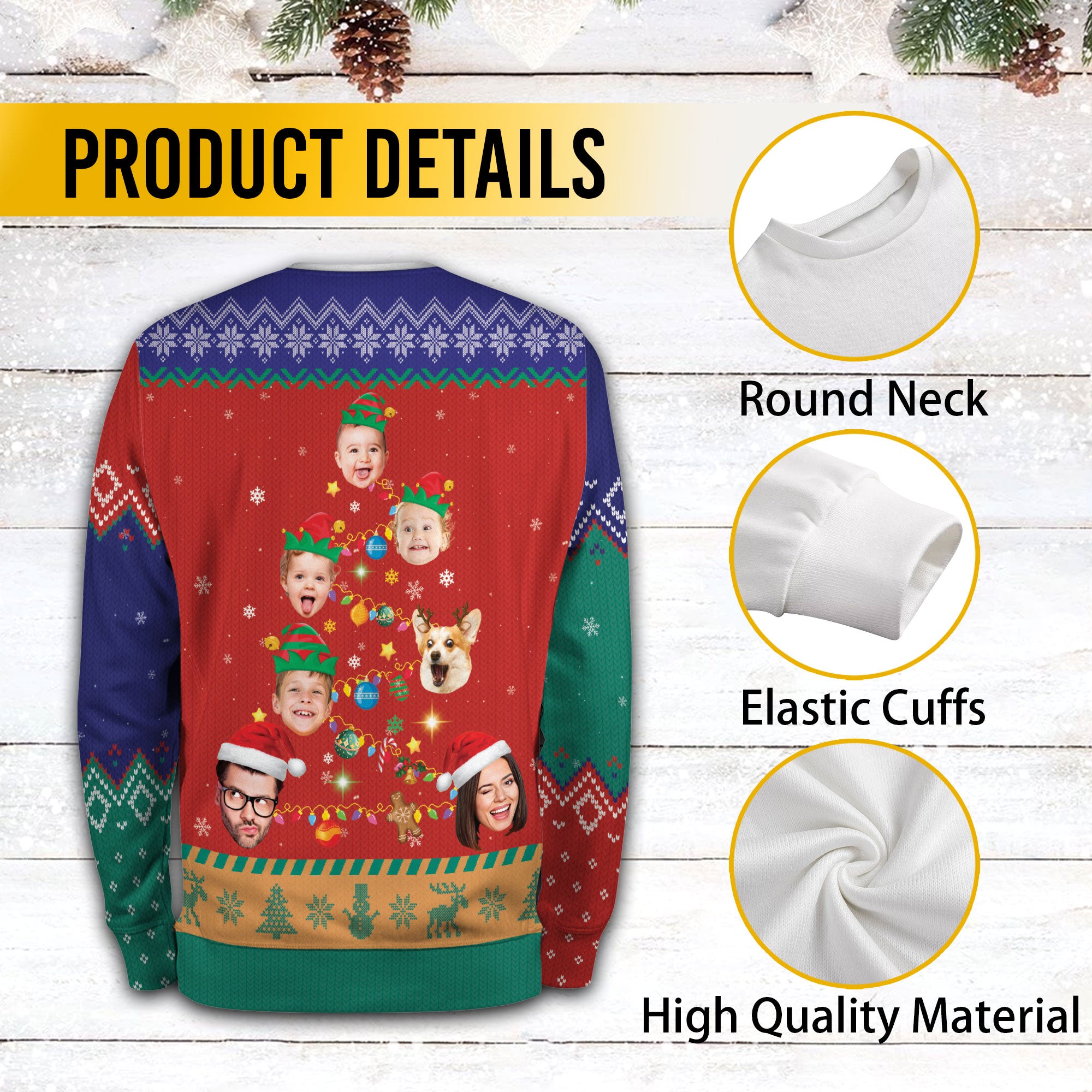 Custom Photo Ugly Christmas Sweater – Personalized Holiday Sweatshirt for Funny Gift