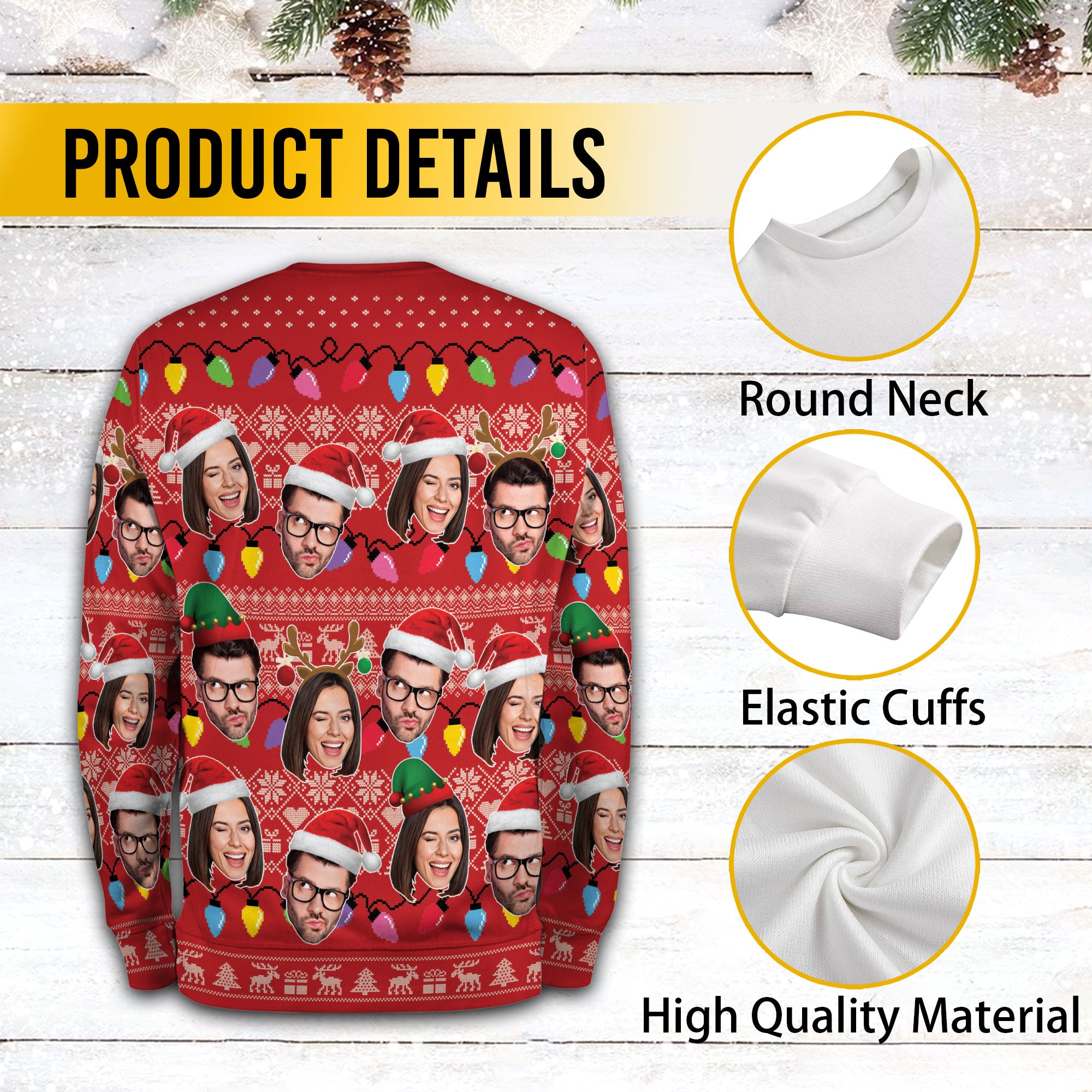 Custom Family Face Ugly Xmas Sweater – Personalized Photo Christmas Sweatshirt for Holiday Gift