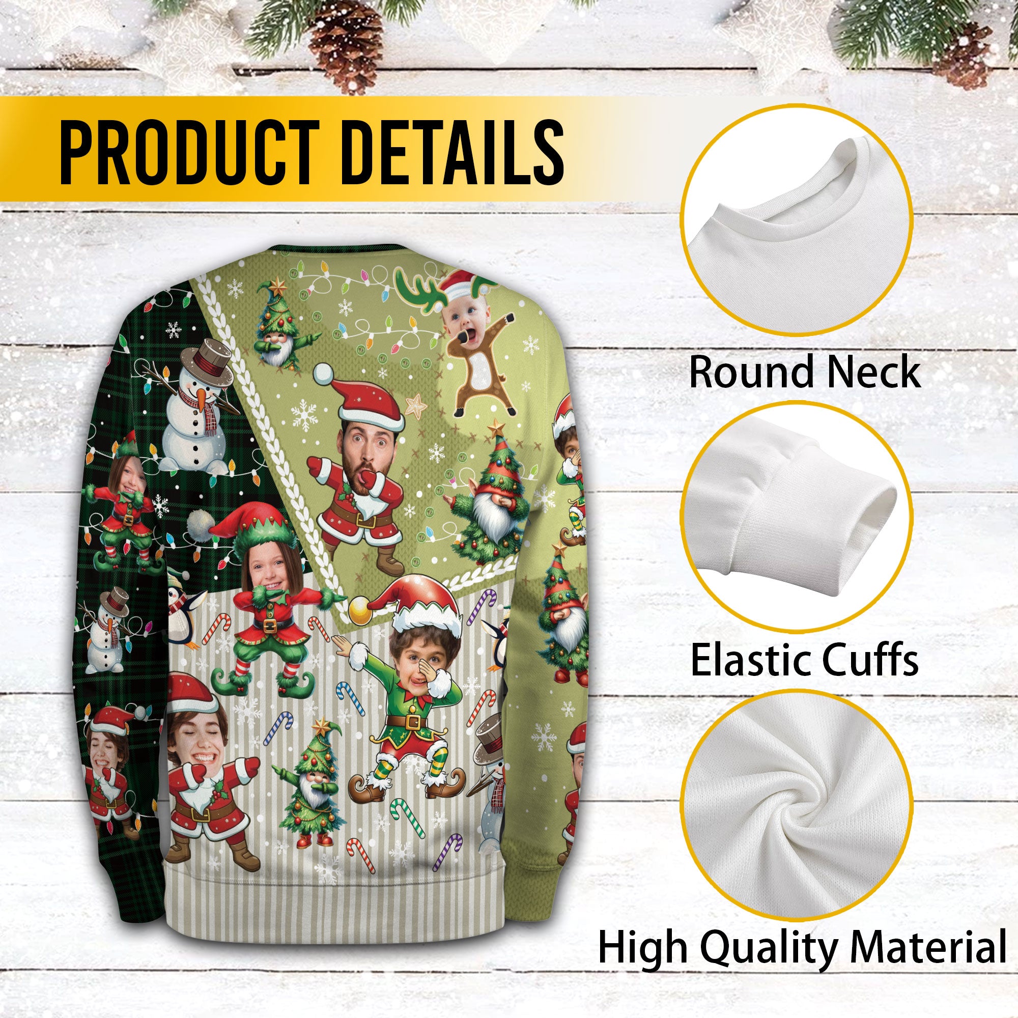 Personalized Photo Holiday Sweater – Custom Face Ugly Christmas Sweatshirt for Family Gift