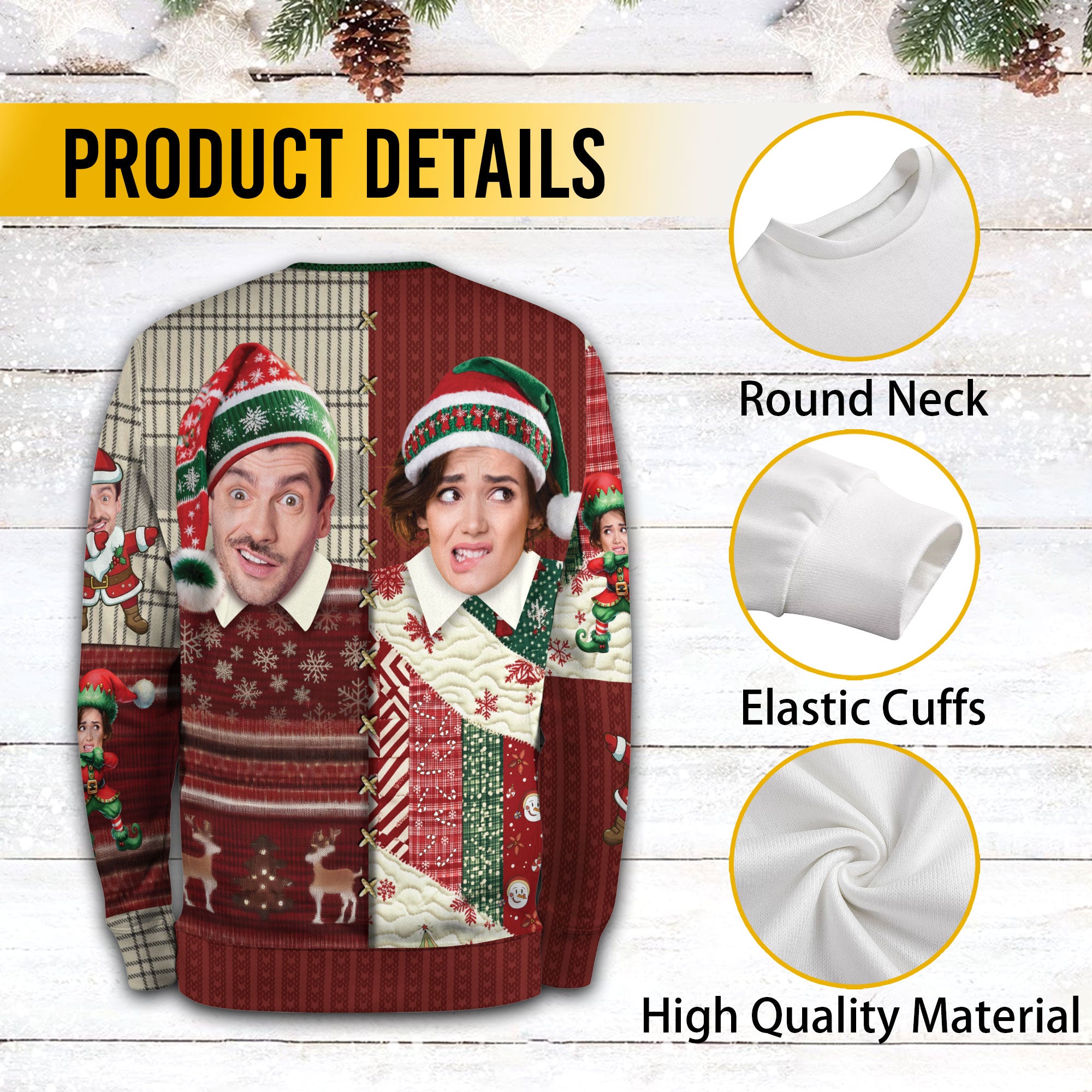 Funny Custom Photo Ugly Christmas Sweater – Personalized Holiday Sweatshirt for Women & Men