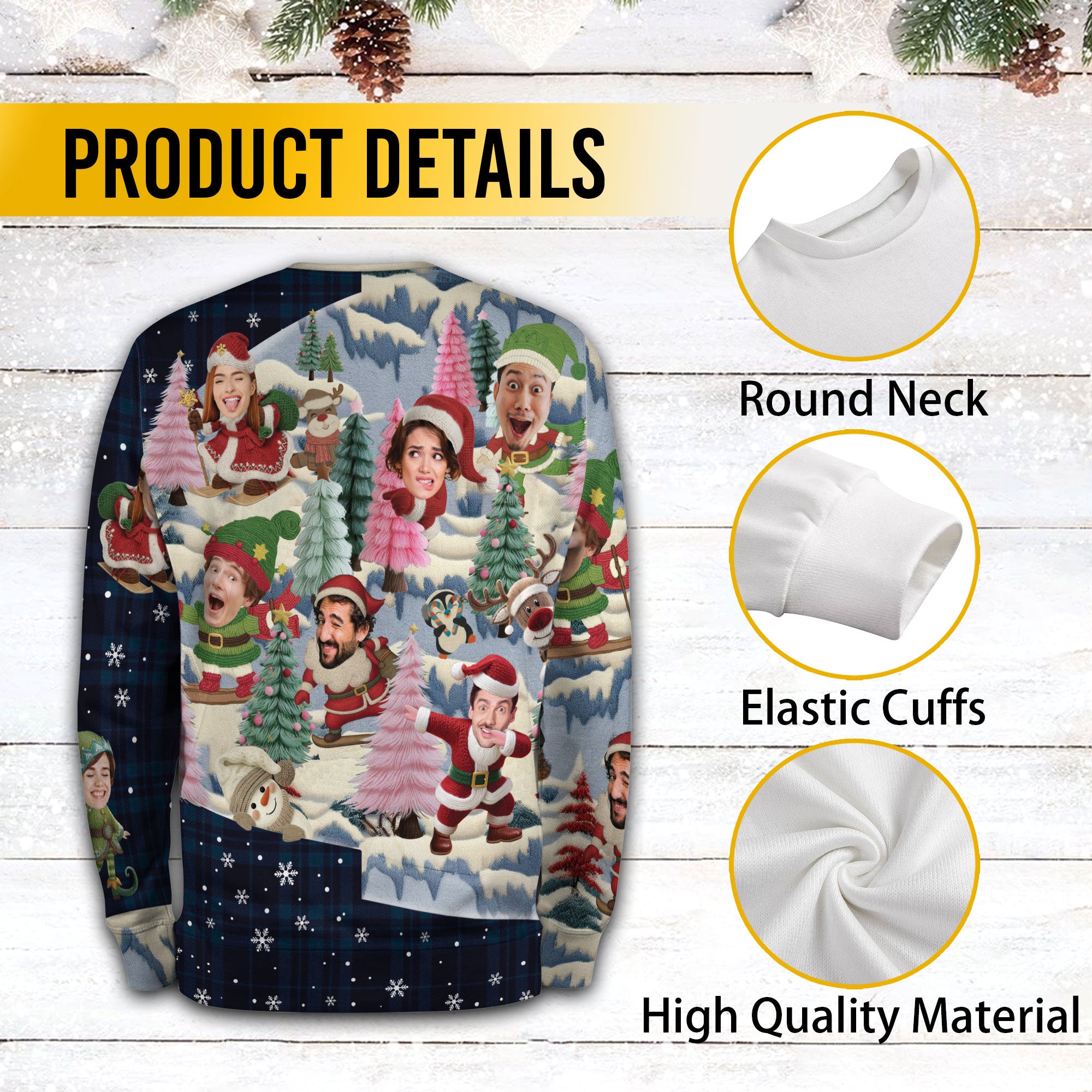 Custom Photo Ugly Christmas Sweatshirt – Personalized Face Holiday Sweater for Men & Women