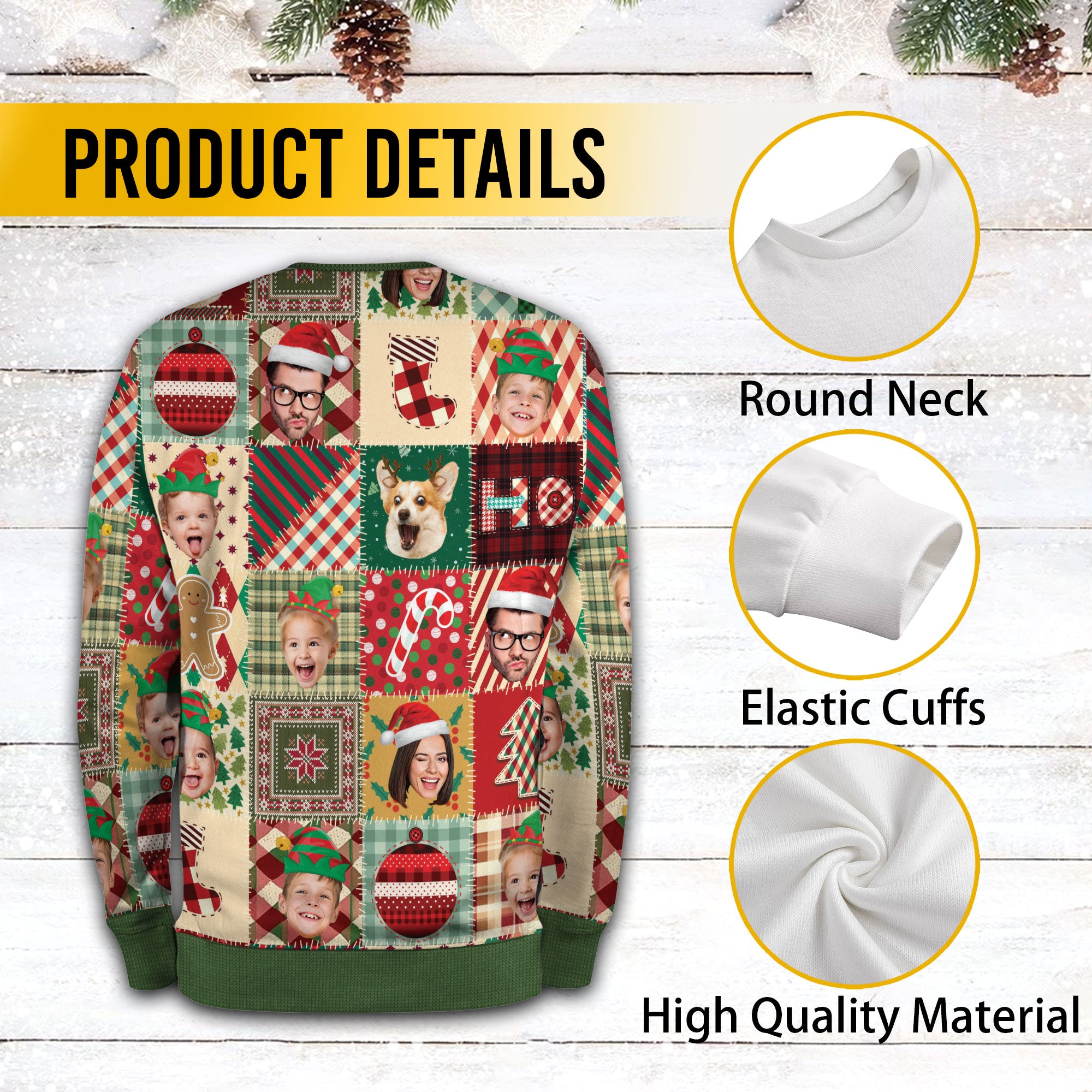 Custom Face Ugly Christmas Sweater – Personalized Holiday Gift Sweatshirt for Men & Women