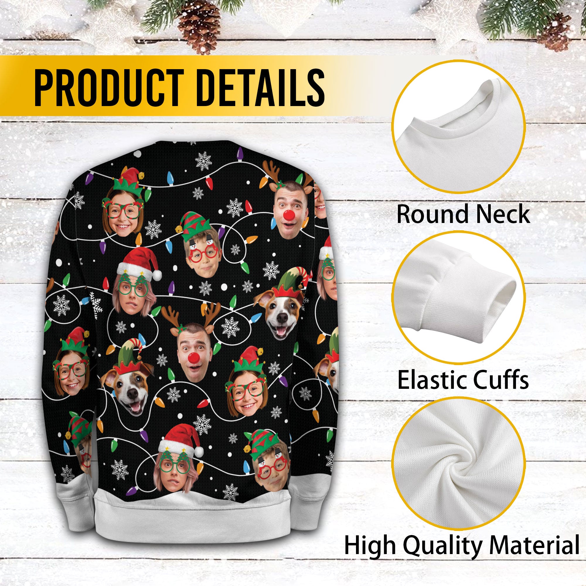 Funny Custom Pet & Human Face Christmas Sweater – Personalized Ugly Xmas Sweatshirt Gift for Pet Lovers