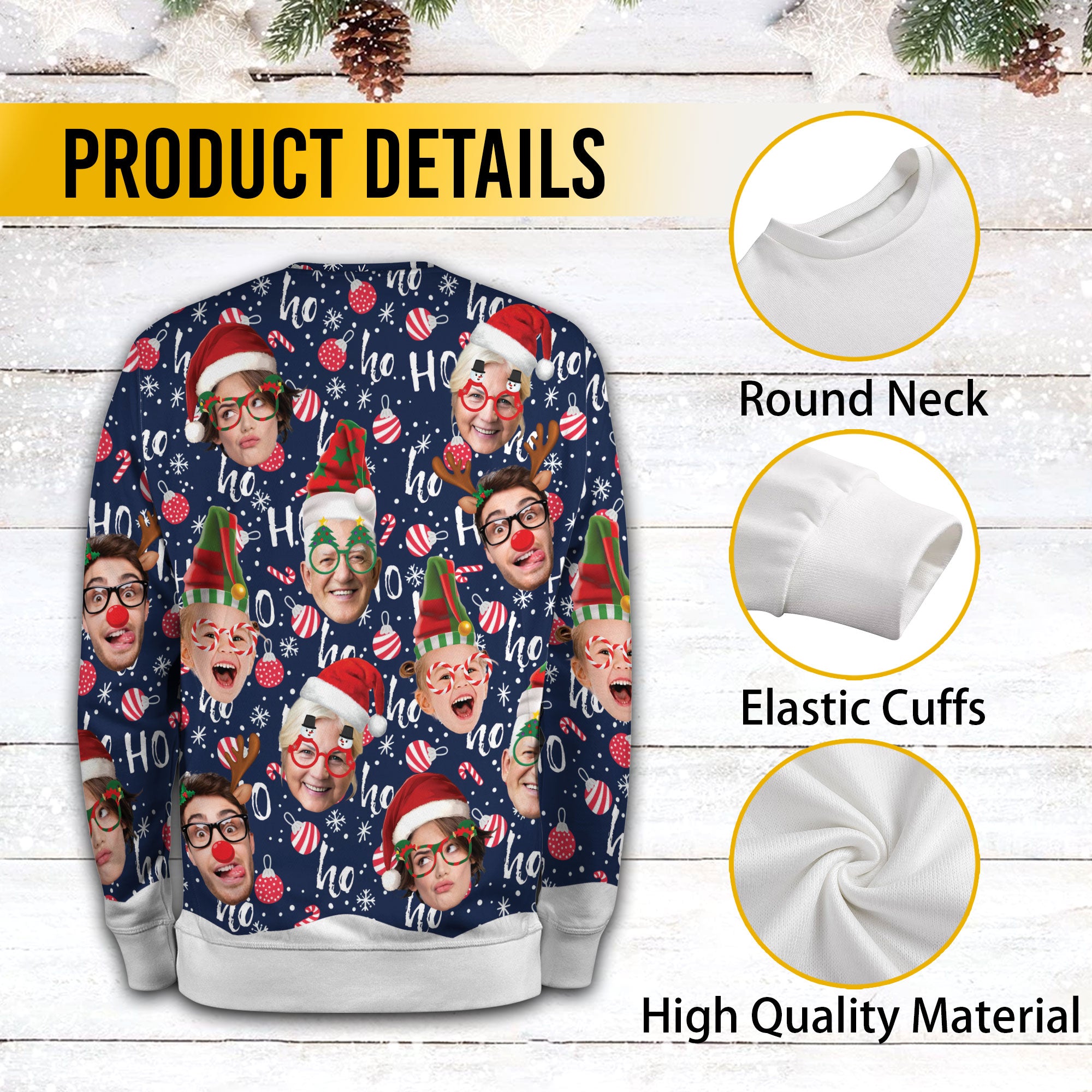 Custom Family Photo Ugly Christmas Sweater – Personalized Holiday Gift Sweatshirt for Family