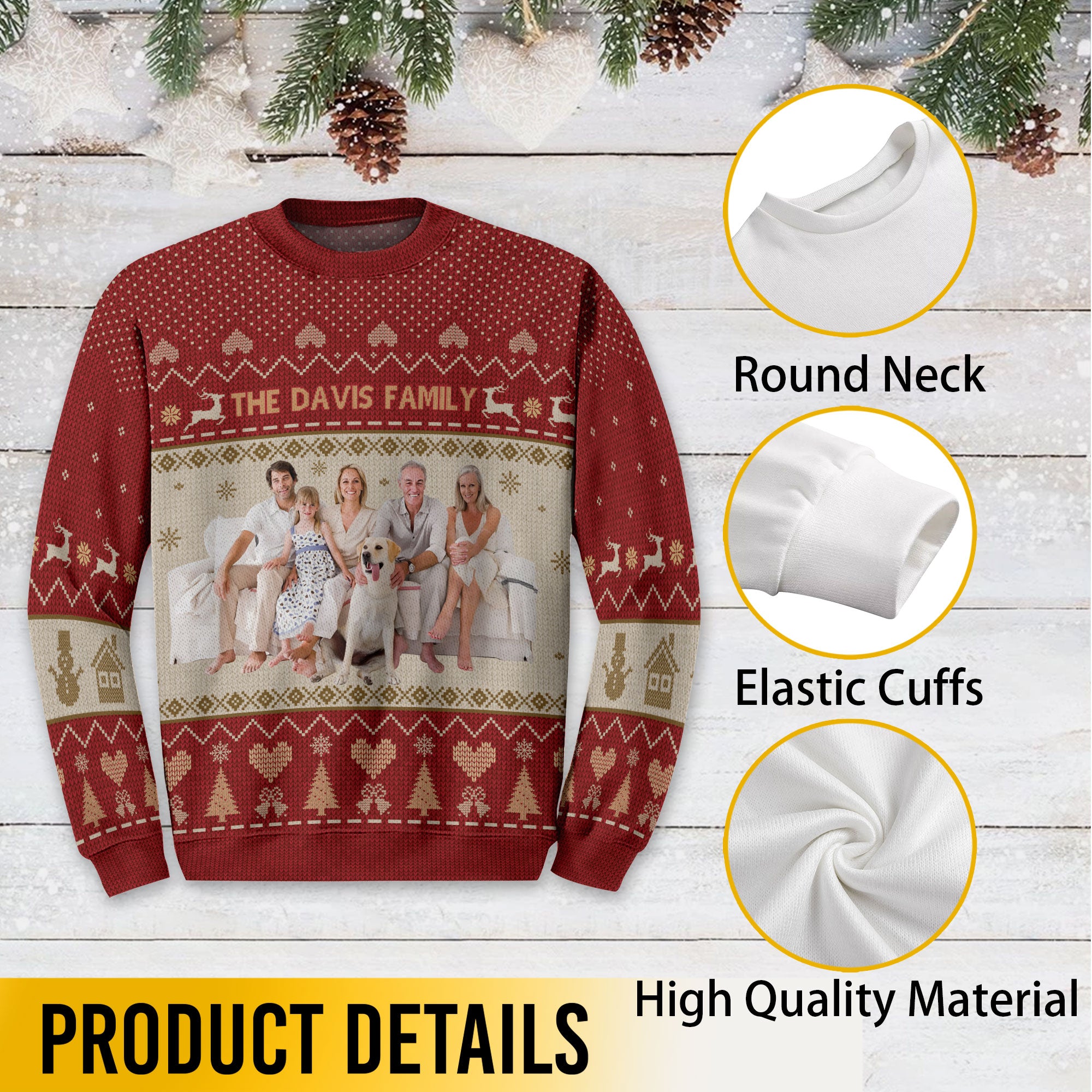 Custom Face Ugly Christmas Sweater – Personalized Photo Holiday Sweatshirt, Funny Xmas Gift