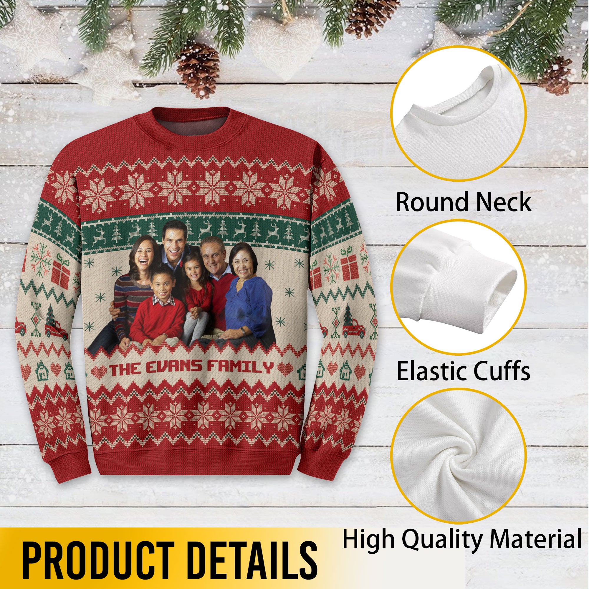 Personalized Photo Xmas Sweater for Men & Women – Custom Face Ugly Christmas Sweatshirt Gift