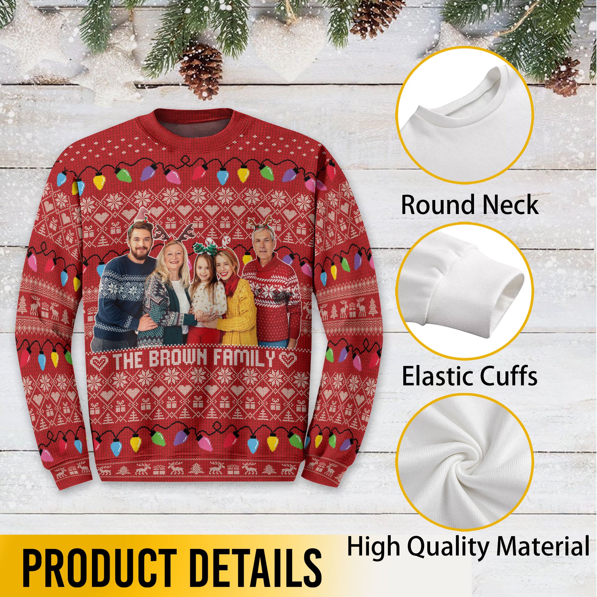 Custom Face Christmas Sweater – Personalized Ugly Holiday Sweatshirt, Funny Family Xmas Gift