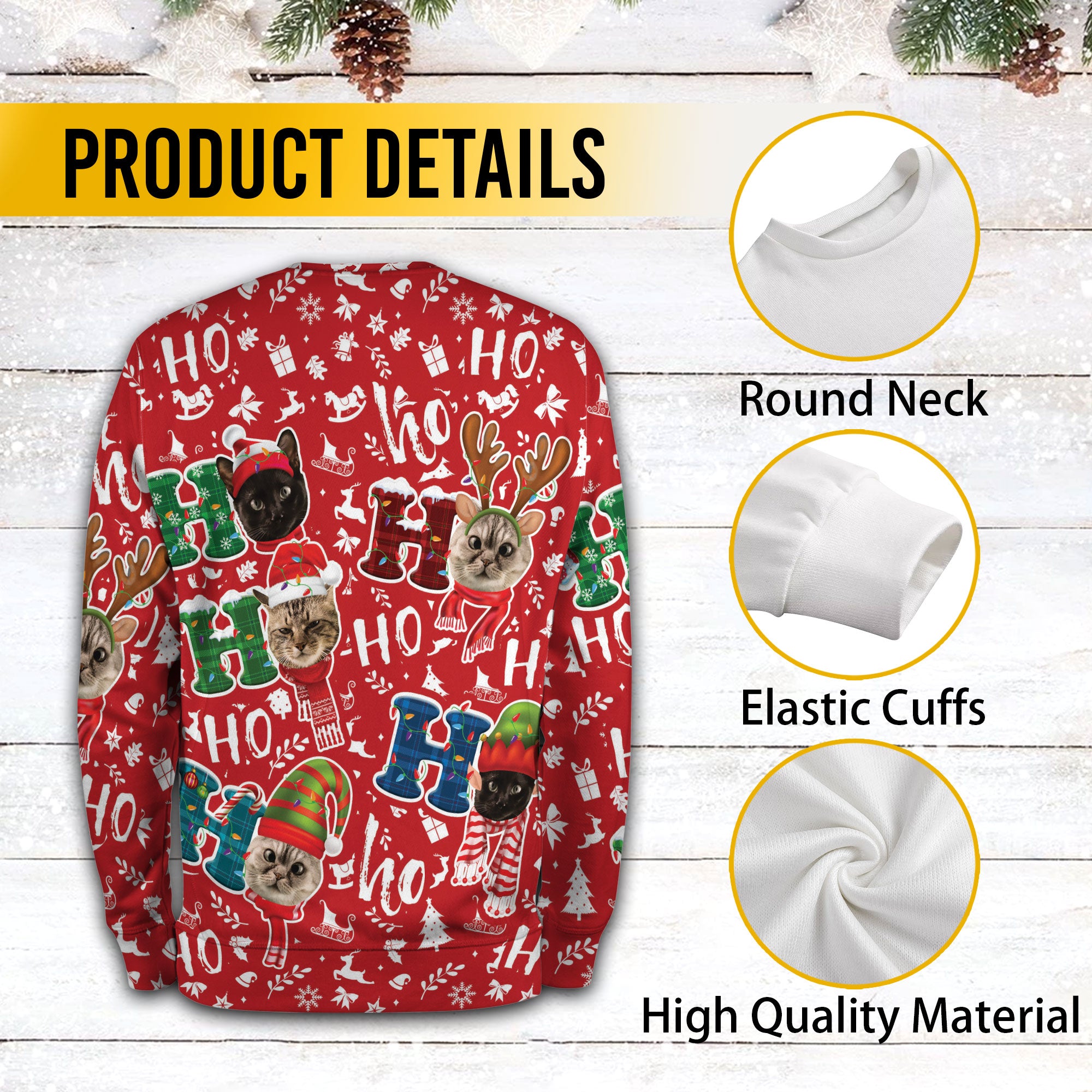 Personalized Pet Face Christmas Sweater – Custom Photo Ugly Xmas Sweatshirt for Men & Women