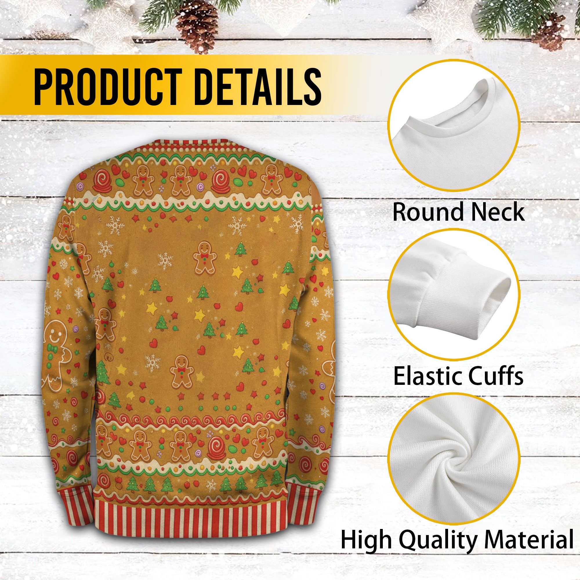 Custom Gingerbread Family Christmas Sweater – Personalized Name Ugly Holiday Sweatshirt for Family