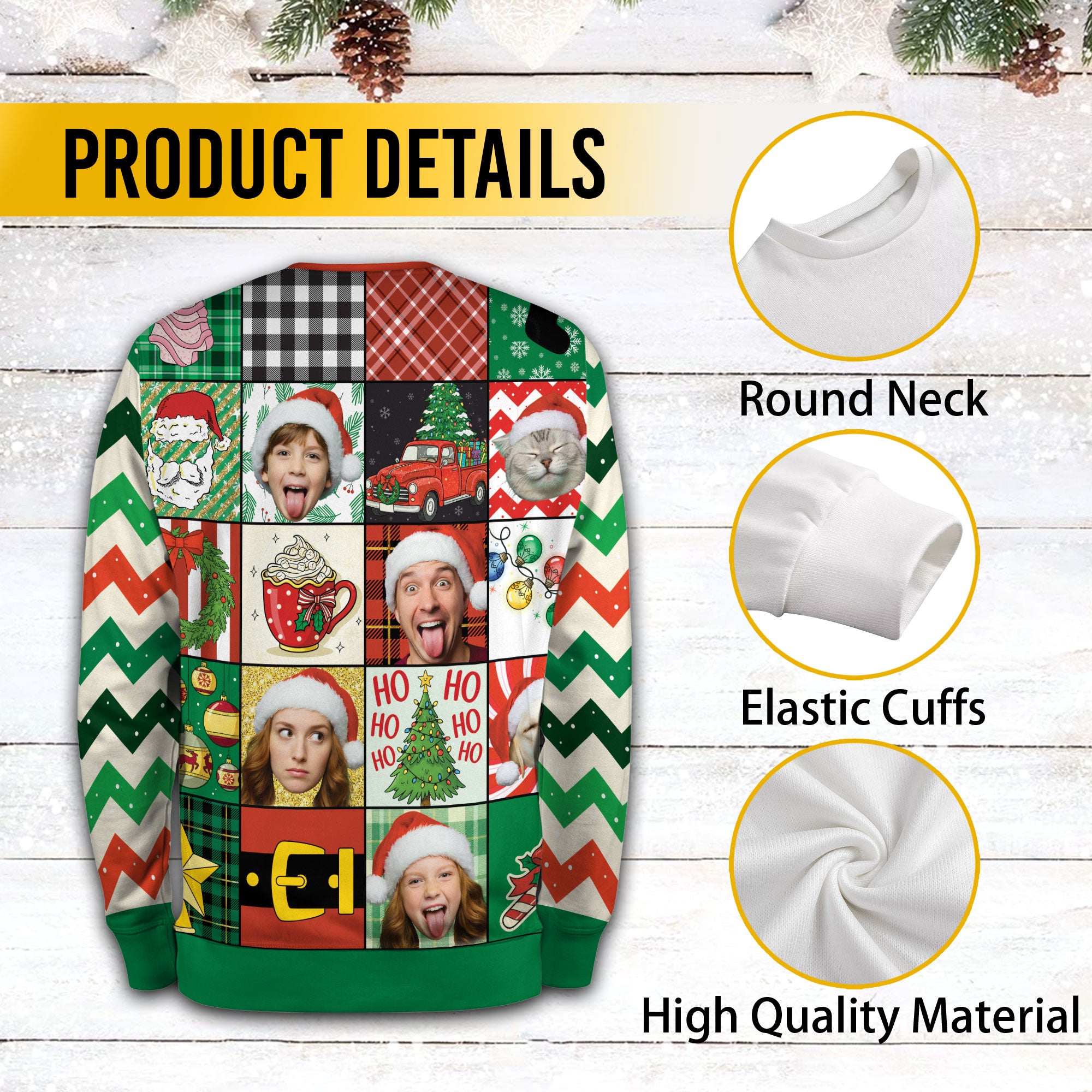 Custom Ugly Christmas Sweater – Personalized Photo Holiday Sweater for Family, Pets & Gifts